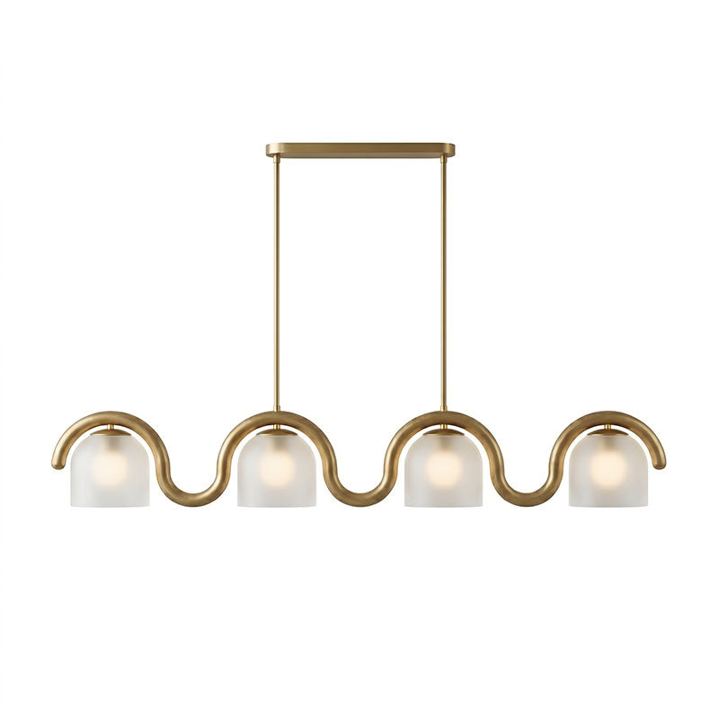 Detail of the warm light diffusing through an opaque glass shade.