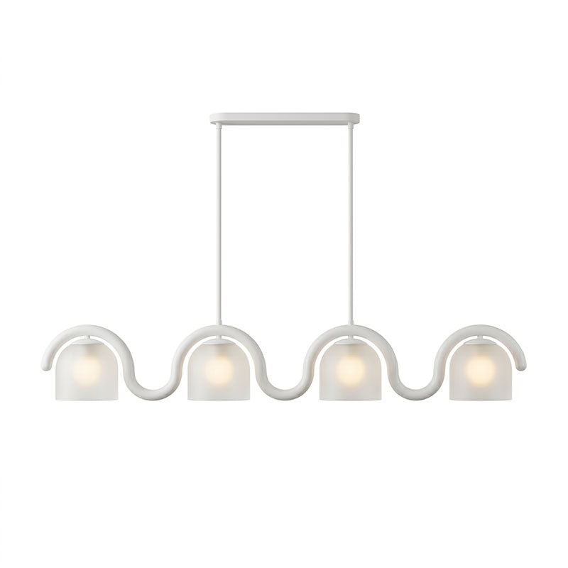 The Lenox chandelier turned on, casting a warm and inviting light.