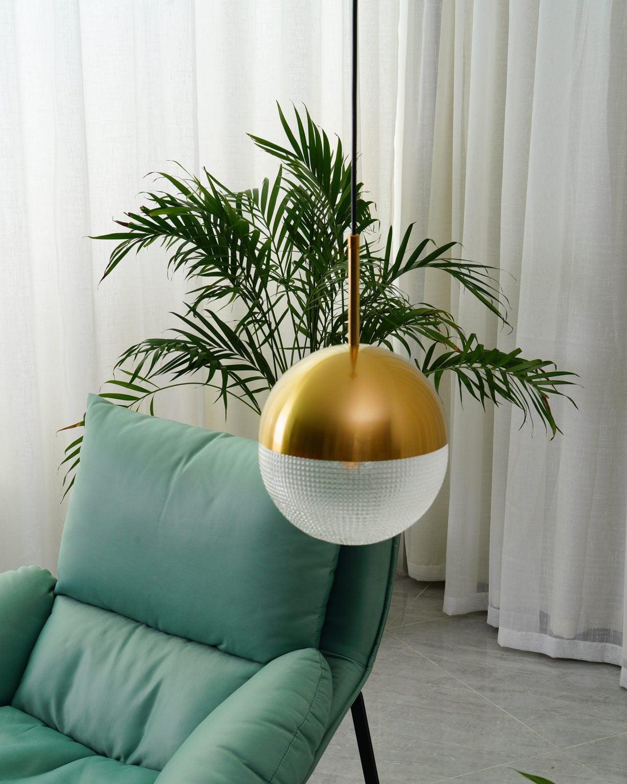 Kevelo Pendant Lamp Brass Glass Modern-Neutral Decor
