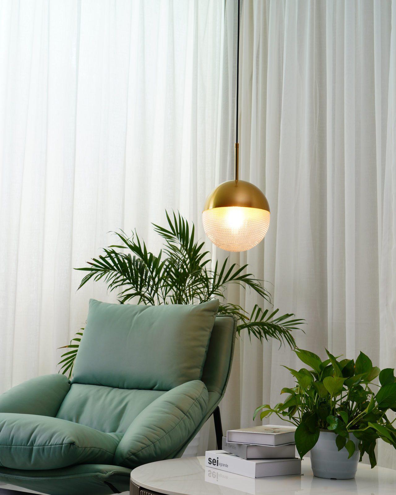 Kevelo Pendant Lamp Brass Glass Modern-Neutral Decor