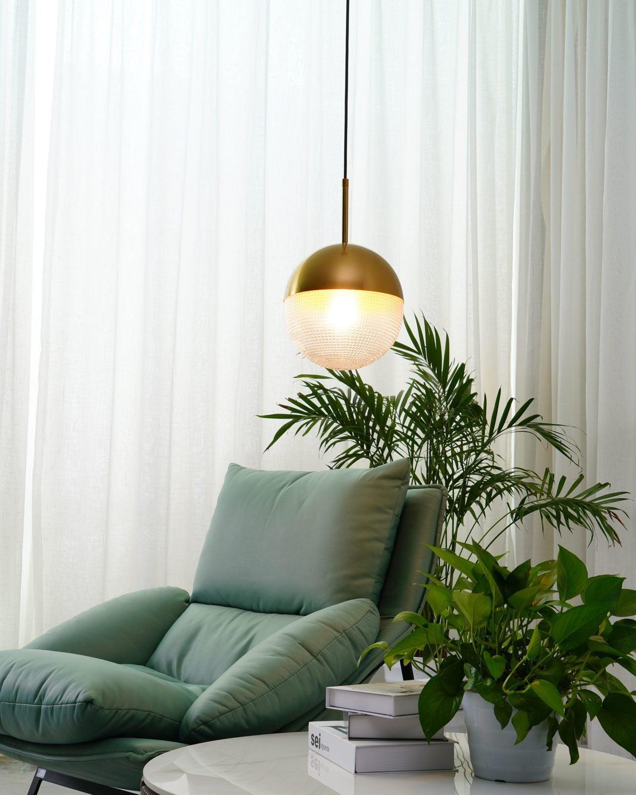 Kevelo Pendant Lamp Brass Glass Modern-Neutral Decor