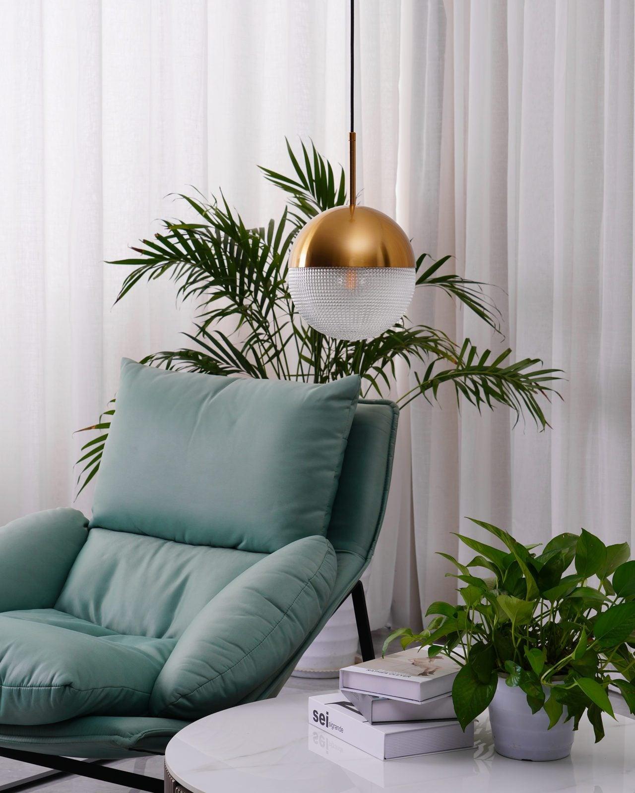 Kevelo Pendant Lamp Brass Glass Modern-Neutral Decor