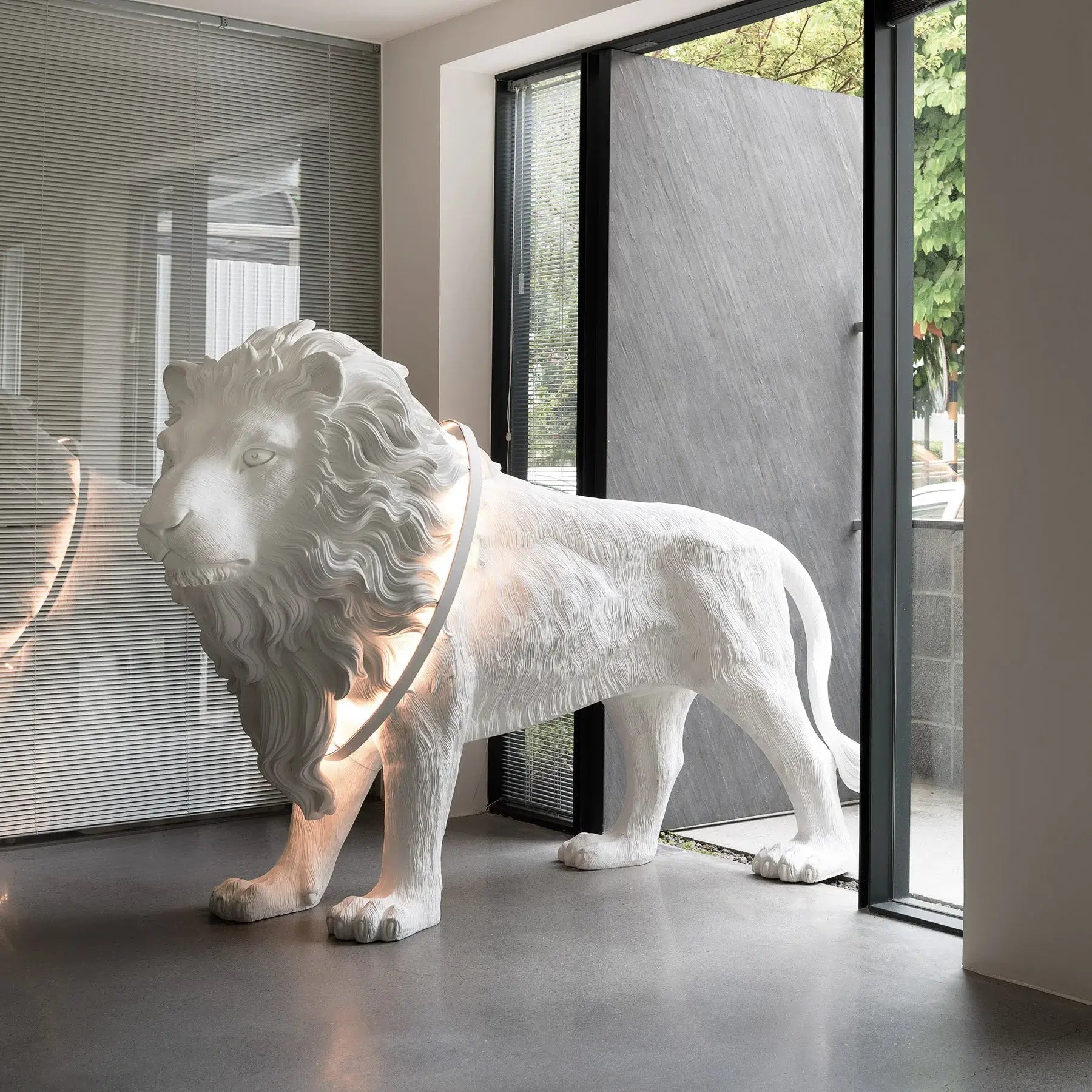 Brynis Lion Sculpture Floor Lamp-Neutral Decor