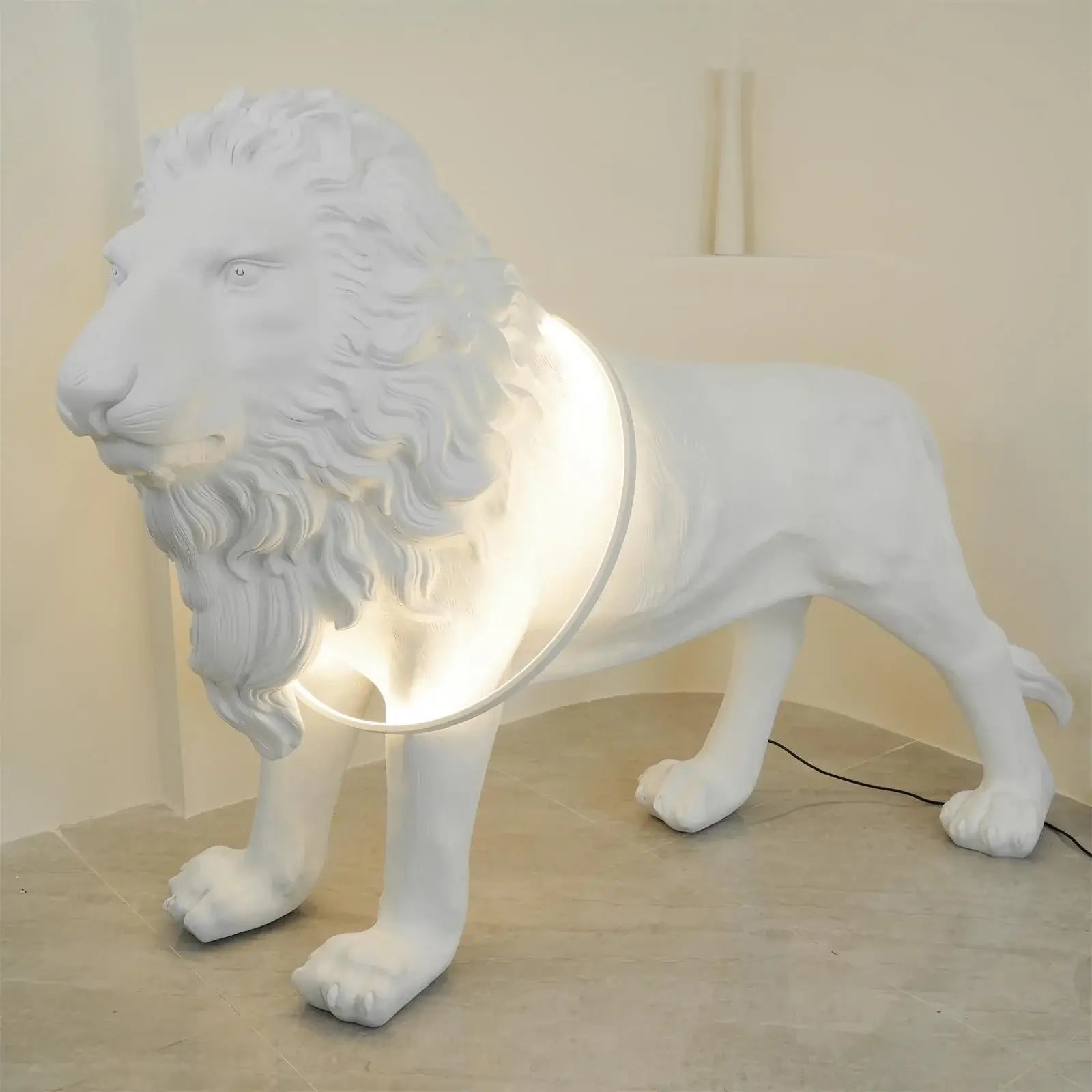 Brynis Lion Sculpture Floor Lamp-Neutral Decor