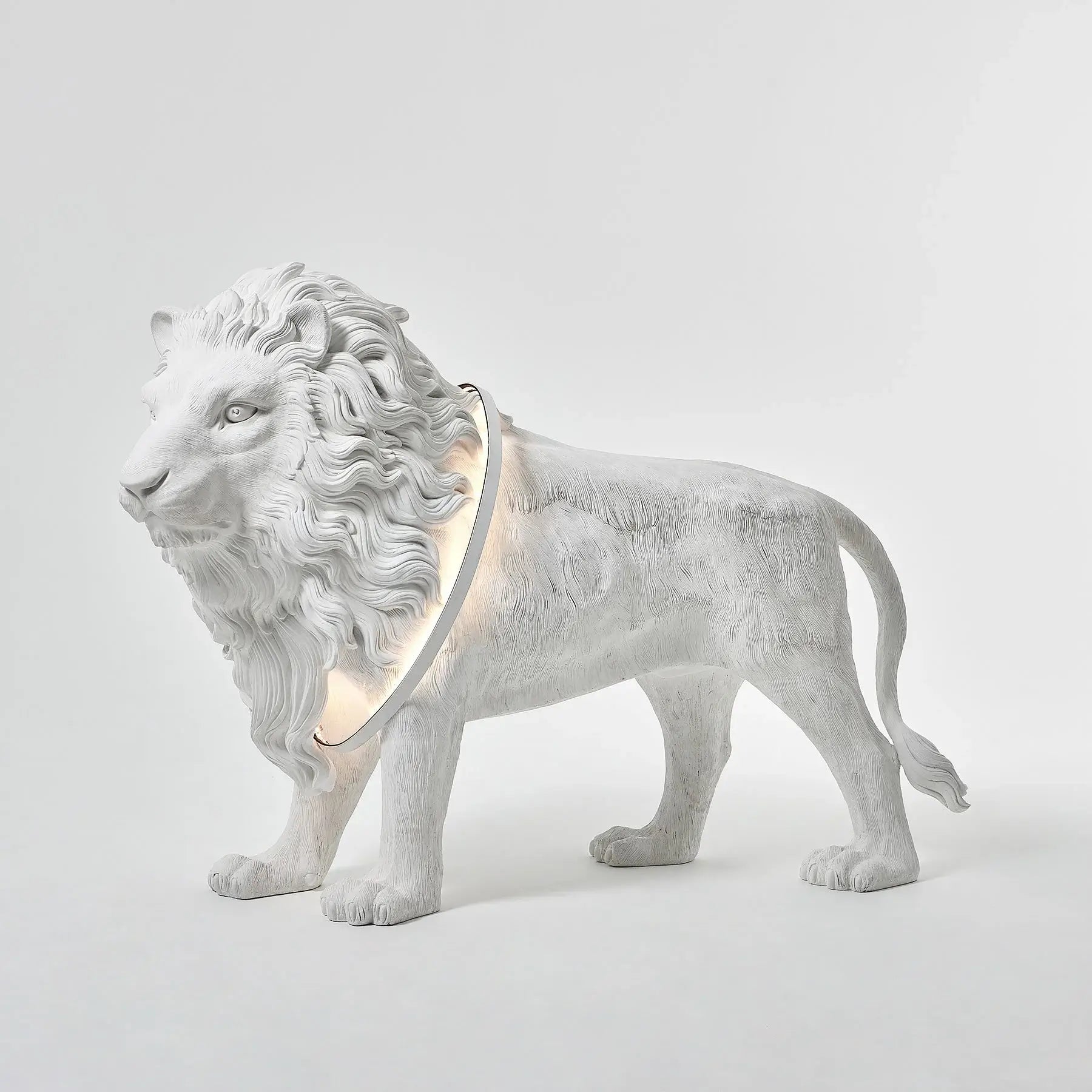 Brynis Lion Sculpture Floor Lamp-Neutral Decor