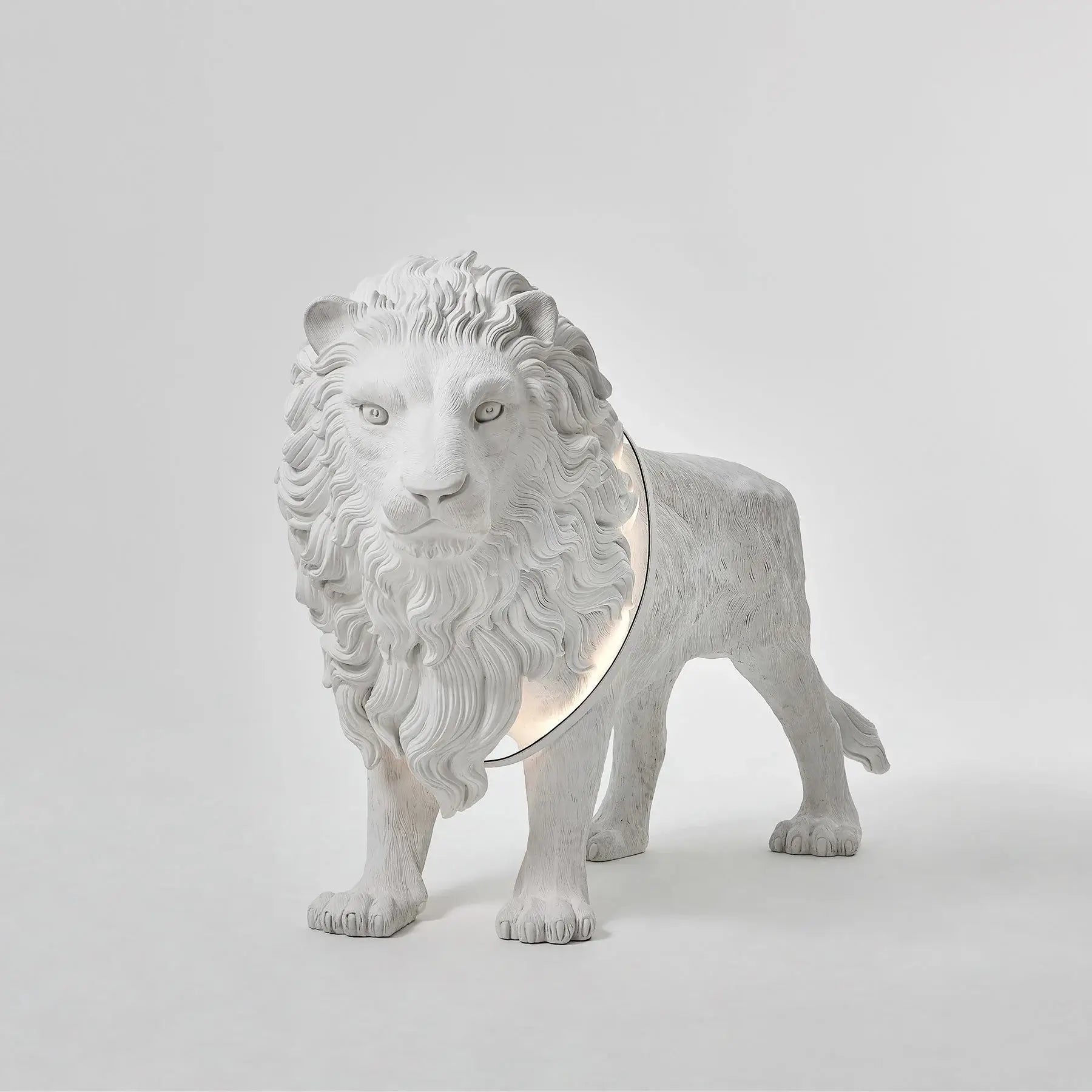 Brynis Lion Sculpture Floor Lamp-Neutral Decor