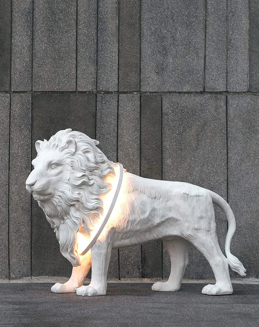 Brynis Lion Sculpture Floor Lamp-Neutral Decor