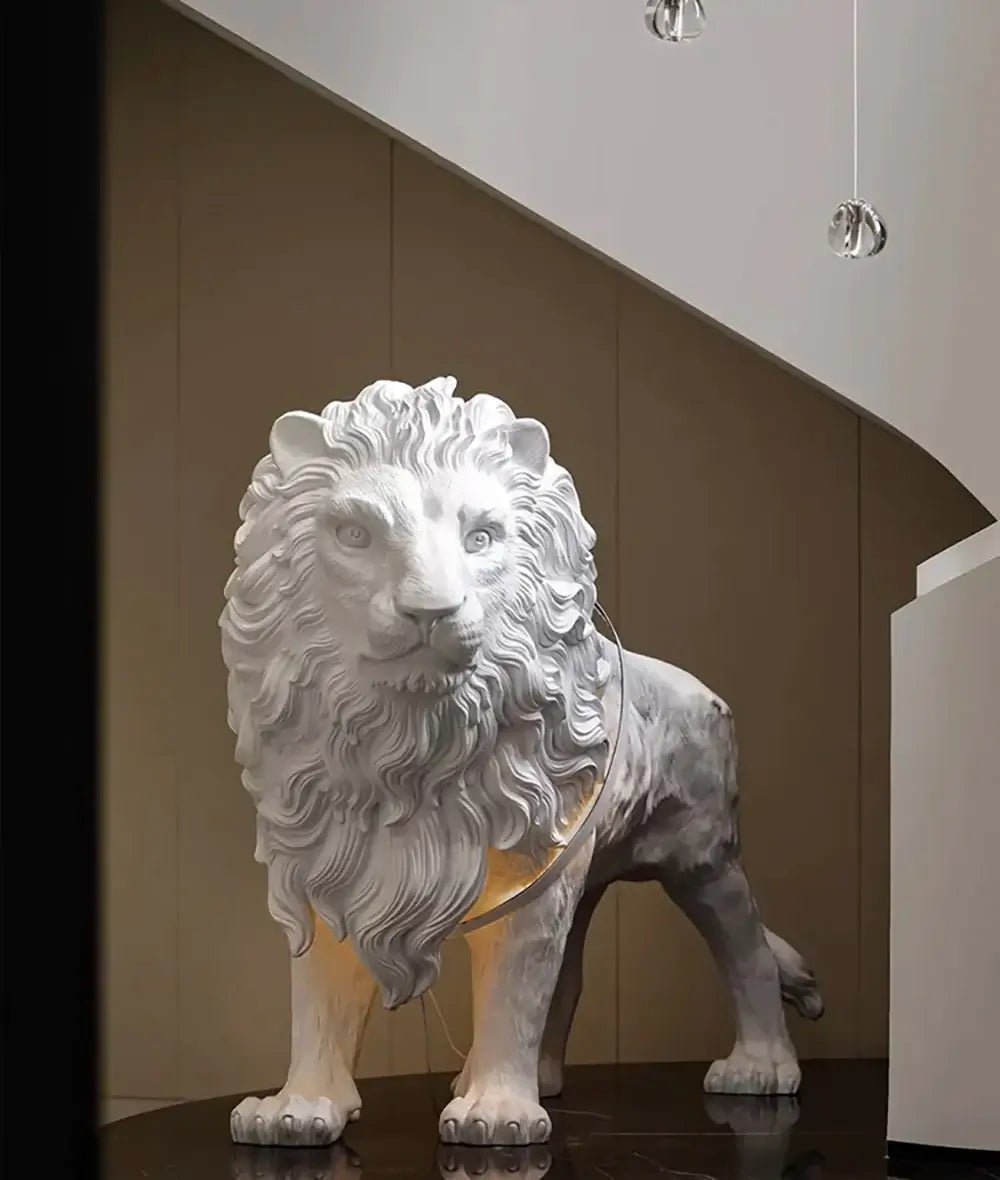 Brynis Lion Sculpture Floor Lamp-Neutral Decor