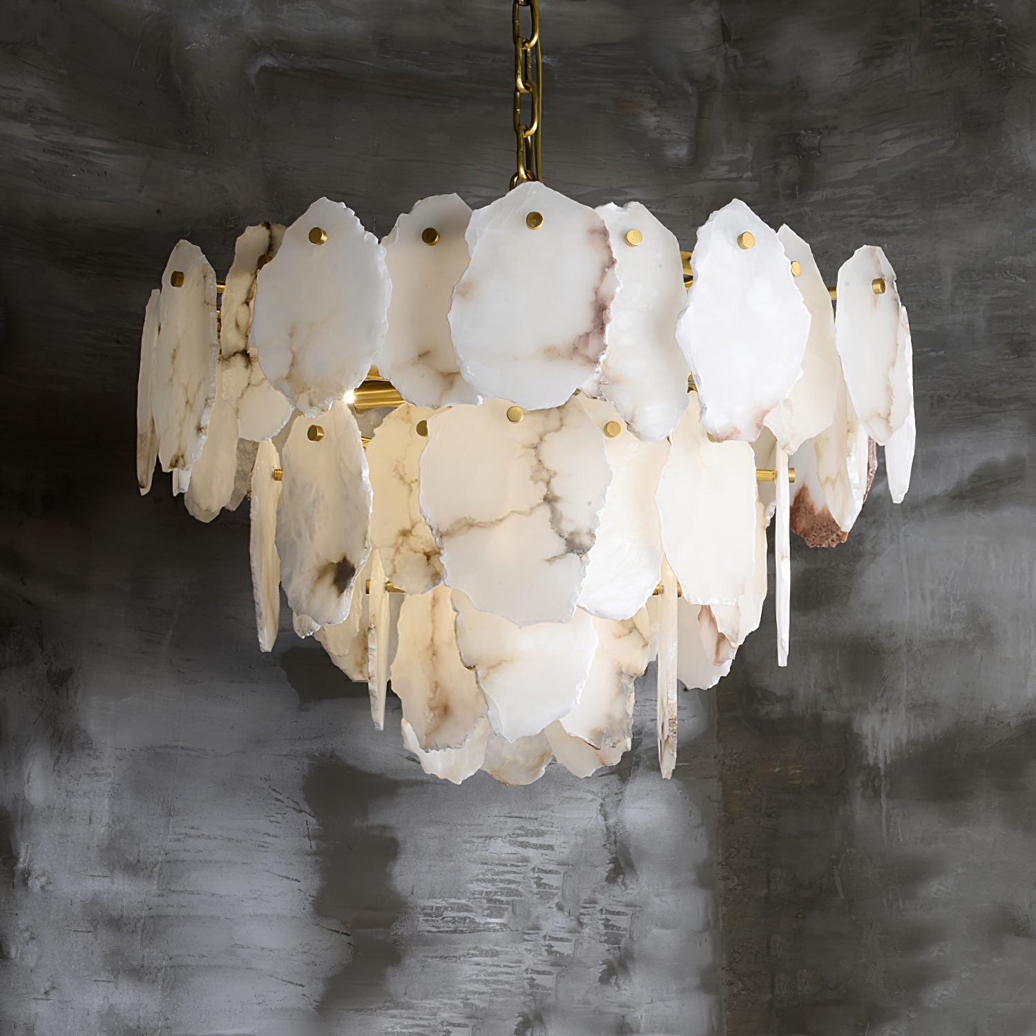 Leon Alabaster Chandelier Layered Stone Slices