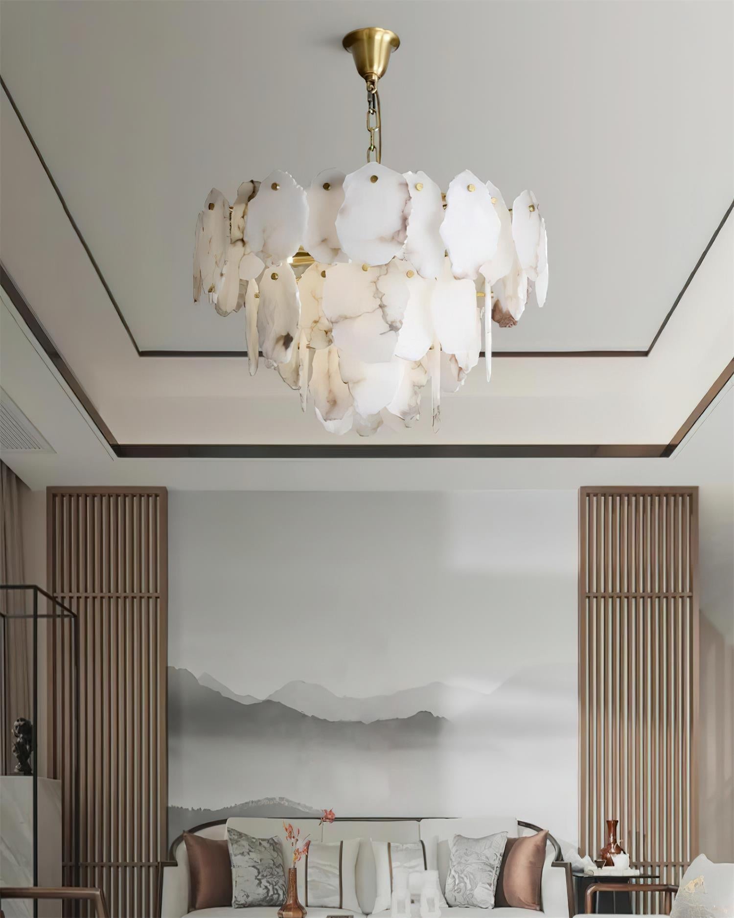 Leon Alabaster Chandelier Layered Stone Slices