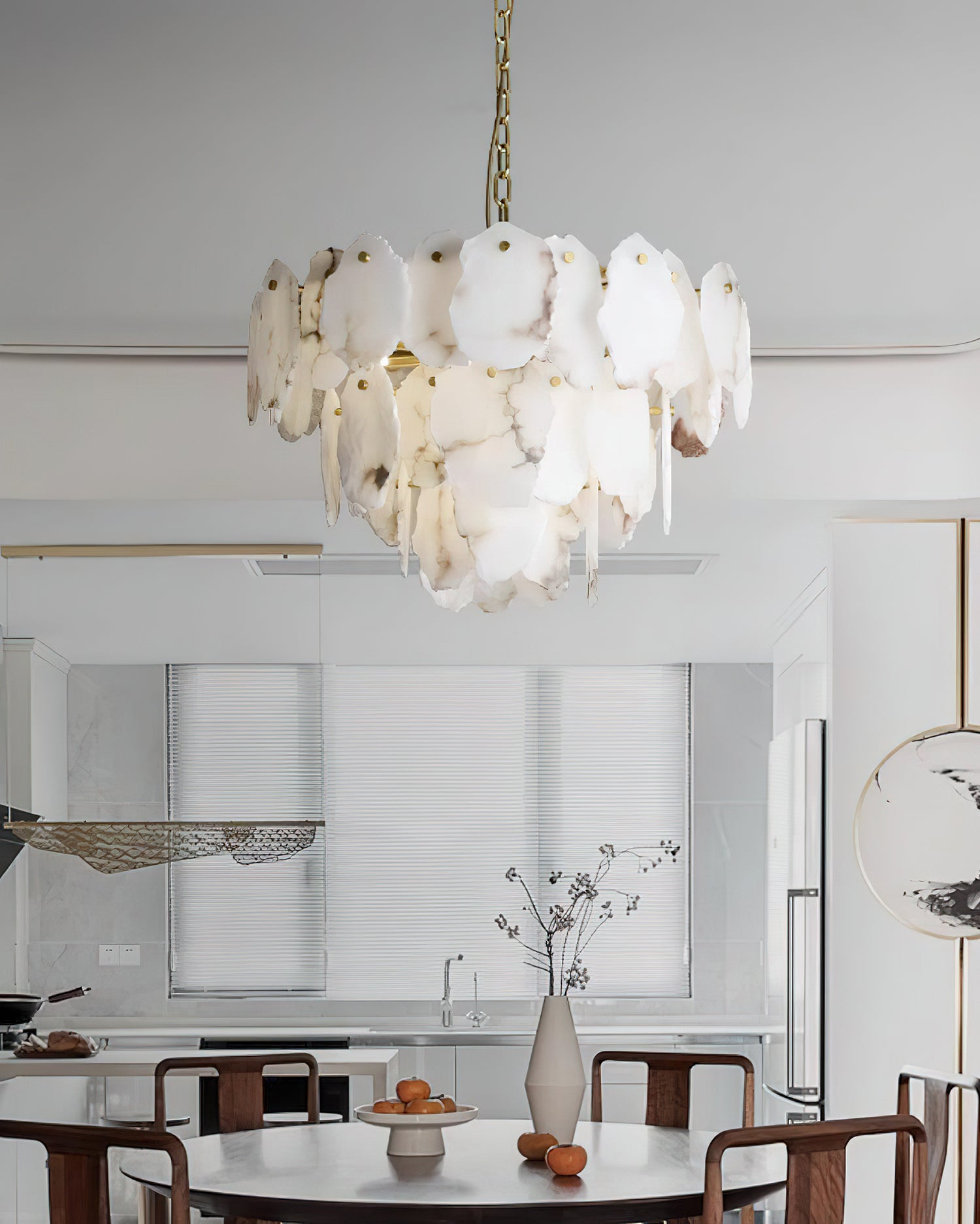 Leon Alabaster Chandelier Layered Stone Slices