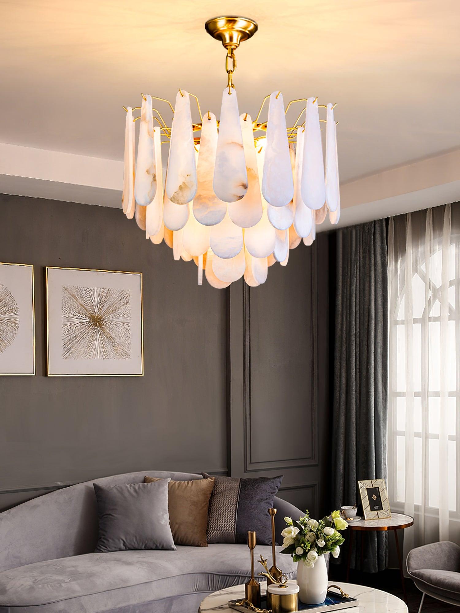 Aroxen Teardrop Alabaster Chandelier-Neutral Decor