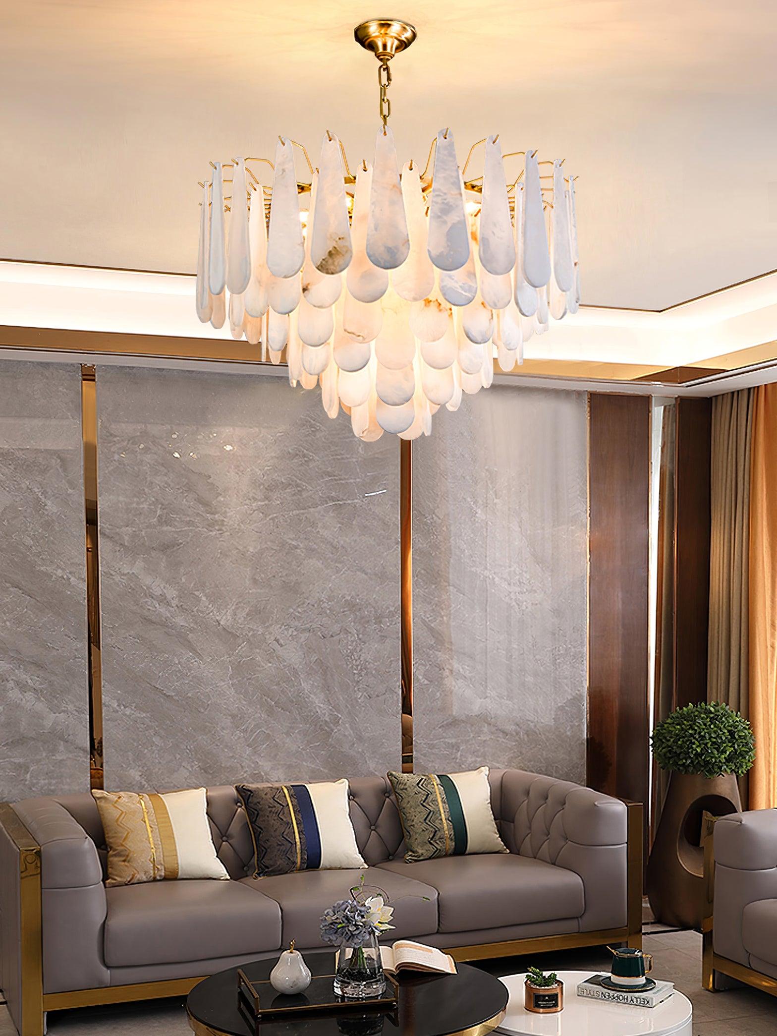 Aroxen Teardrop Alabaster Chandelier-Neutral Decor