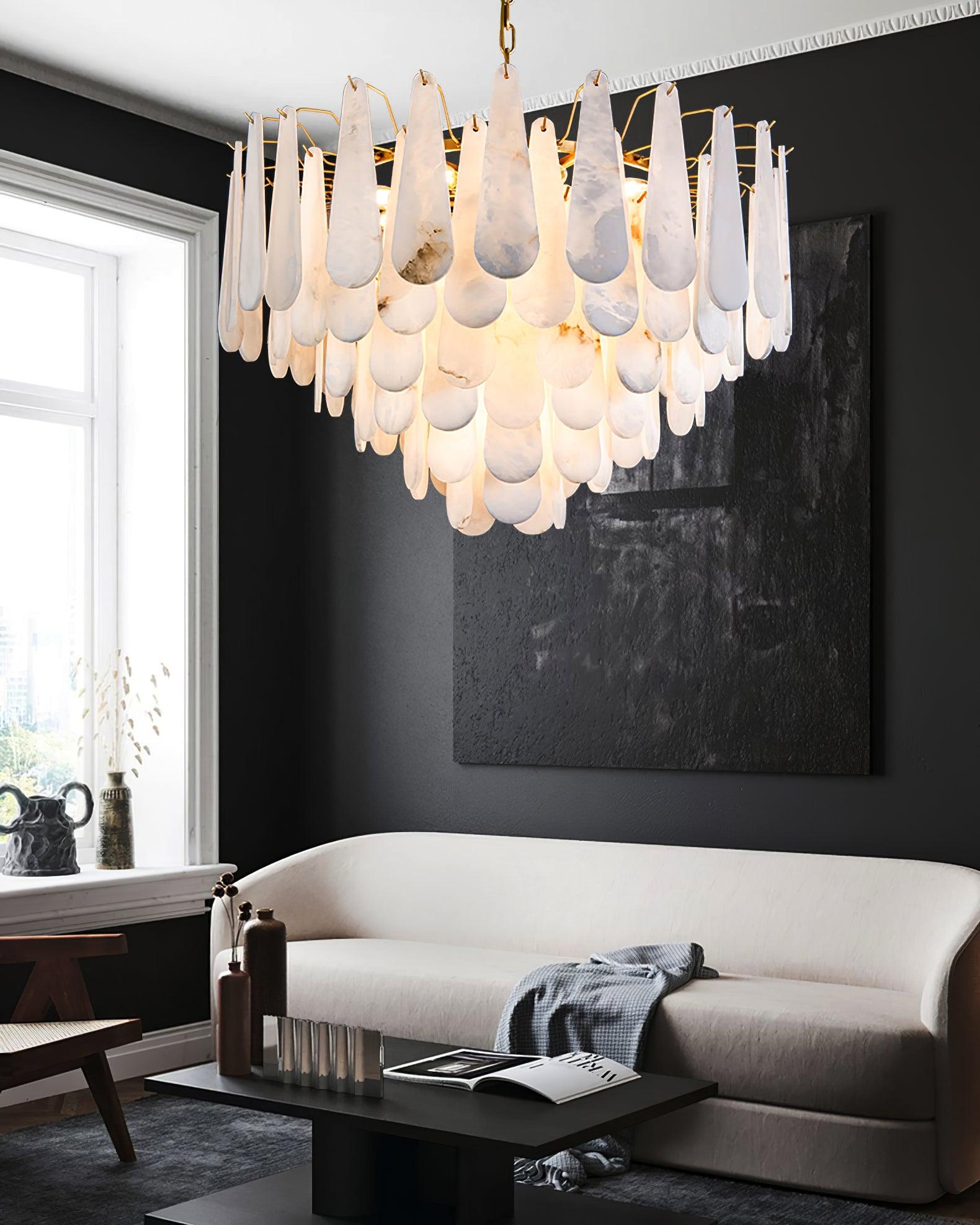 Aroxen Teardrop Alabaster Chandelier-Neutral Decor