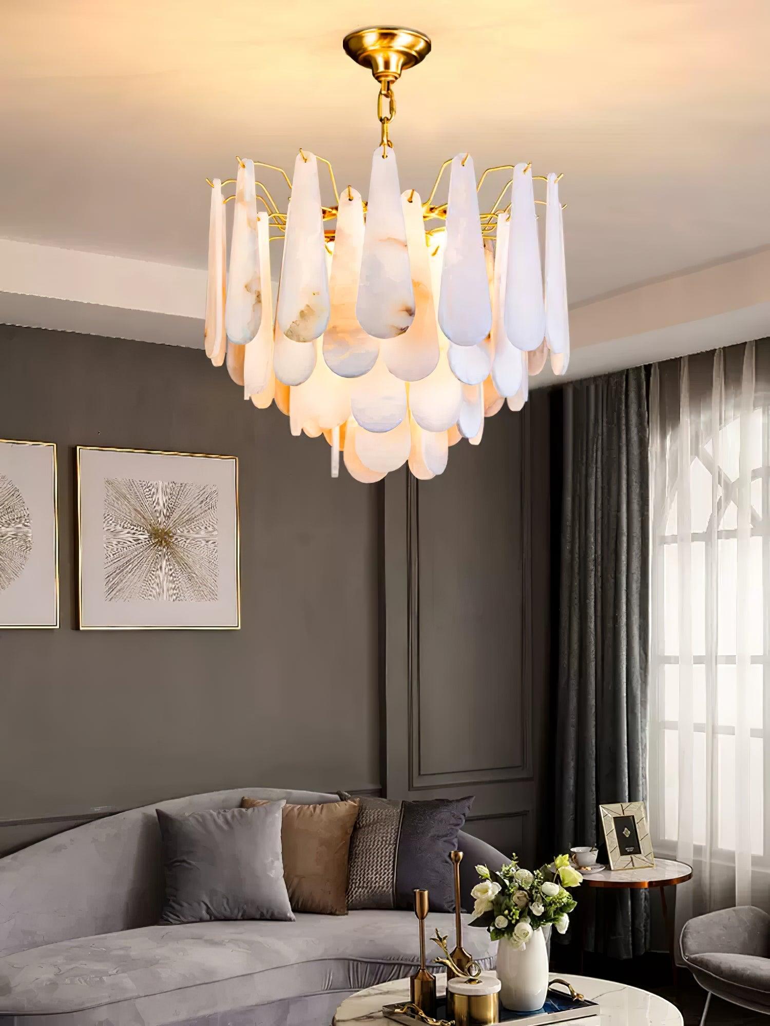 Aroxen Teardrop Alabaster Chandelier-Neutral Decor