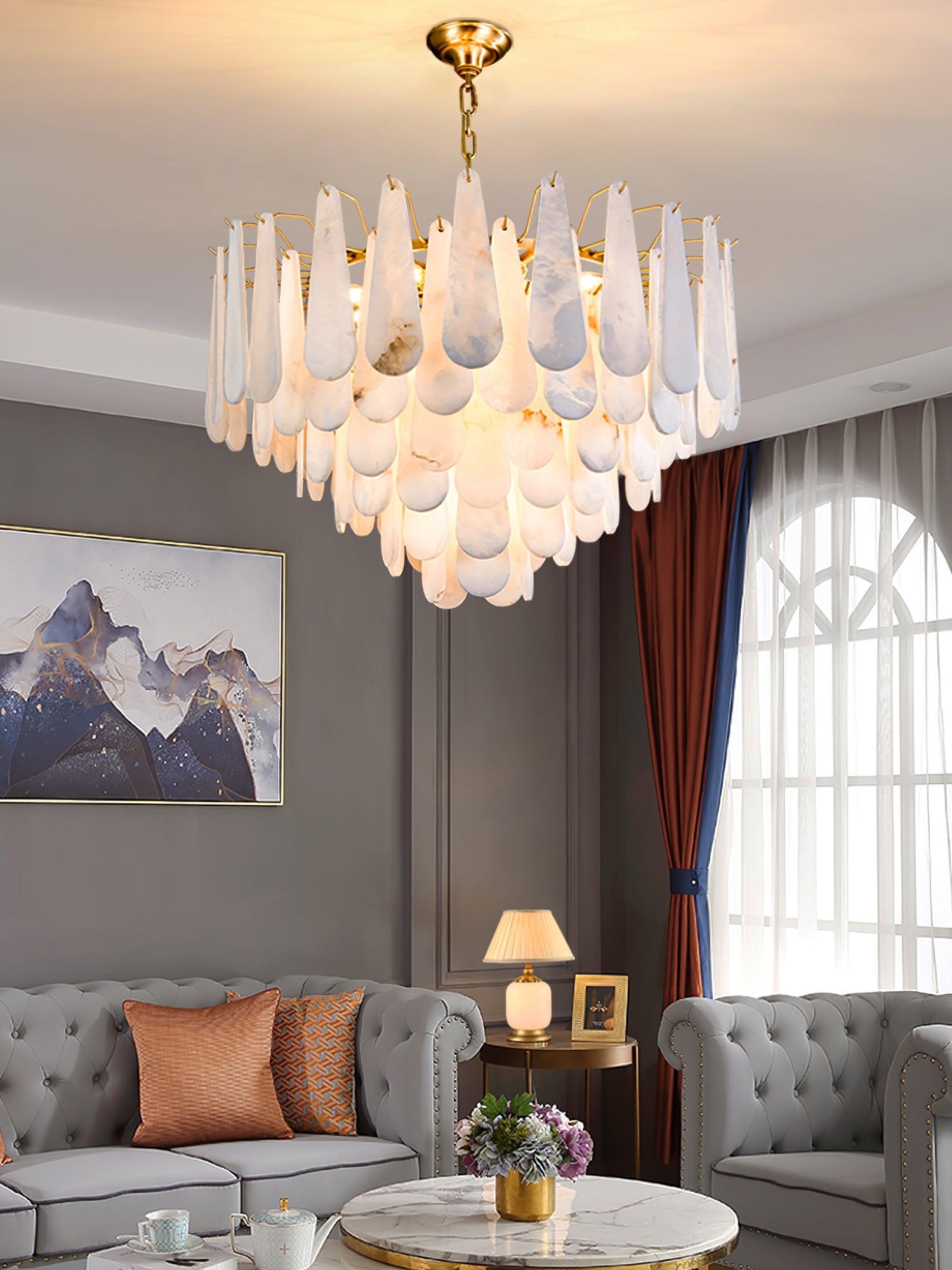 Aroxen Teardrop Alabaster Chandelier-Neutral Decor