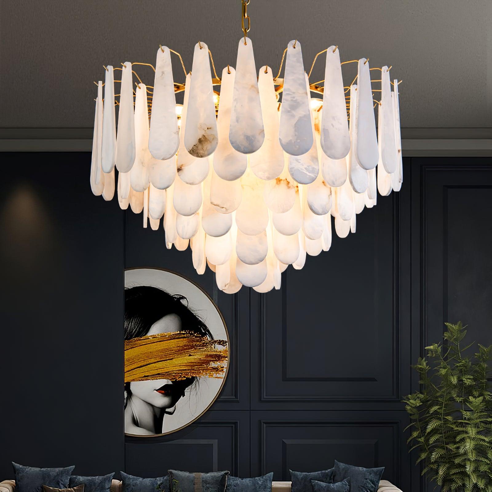 Aroxen Teardrop Alabaster Chandelier-Neutral Decor