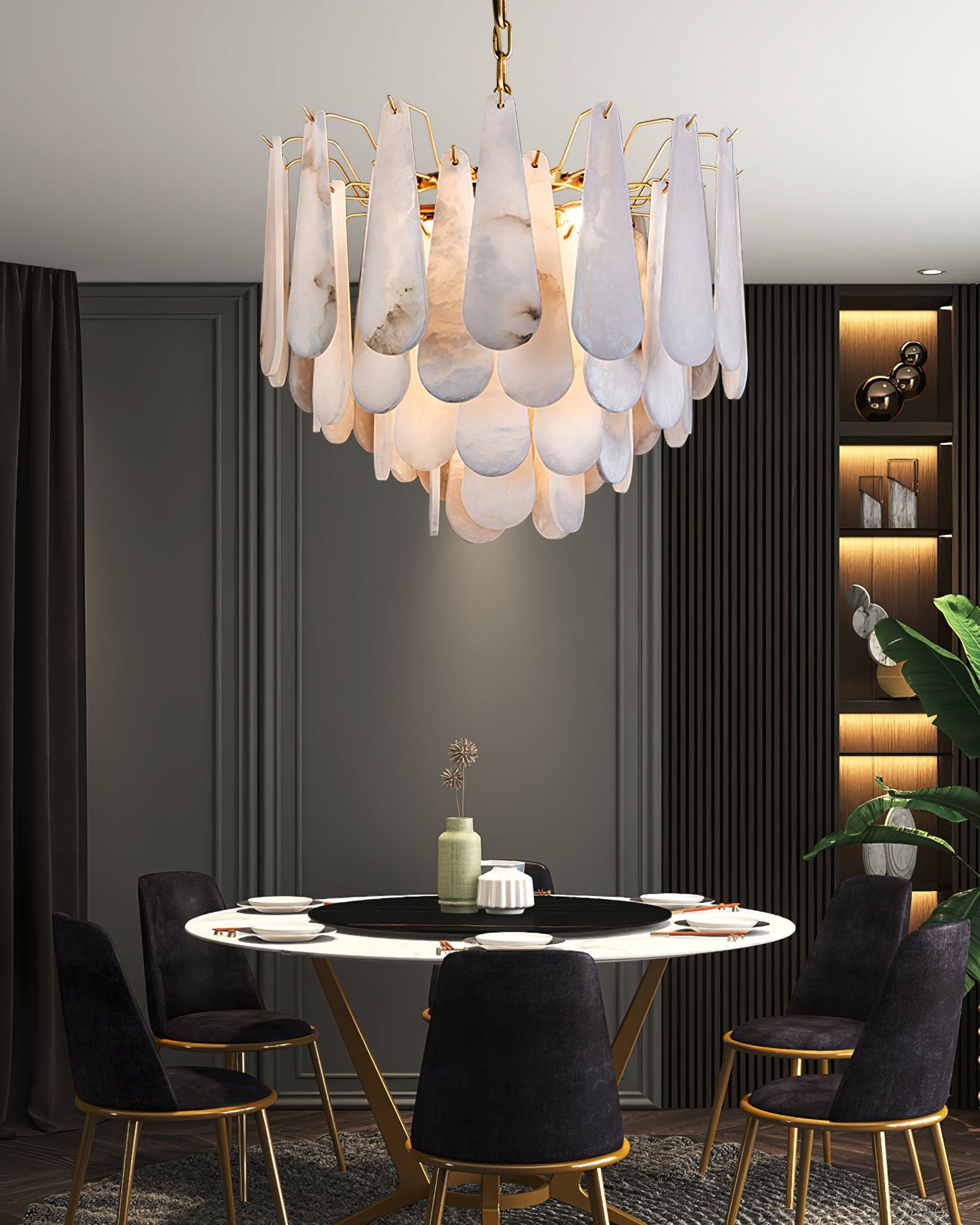 Aroxen Teardrop Alabaster Chandelier-Neutral Decor