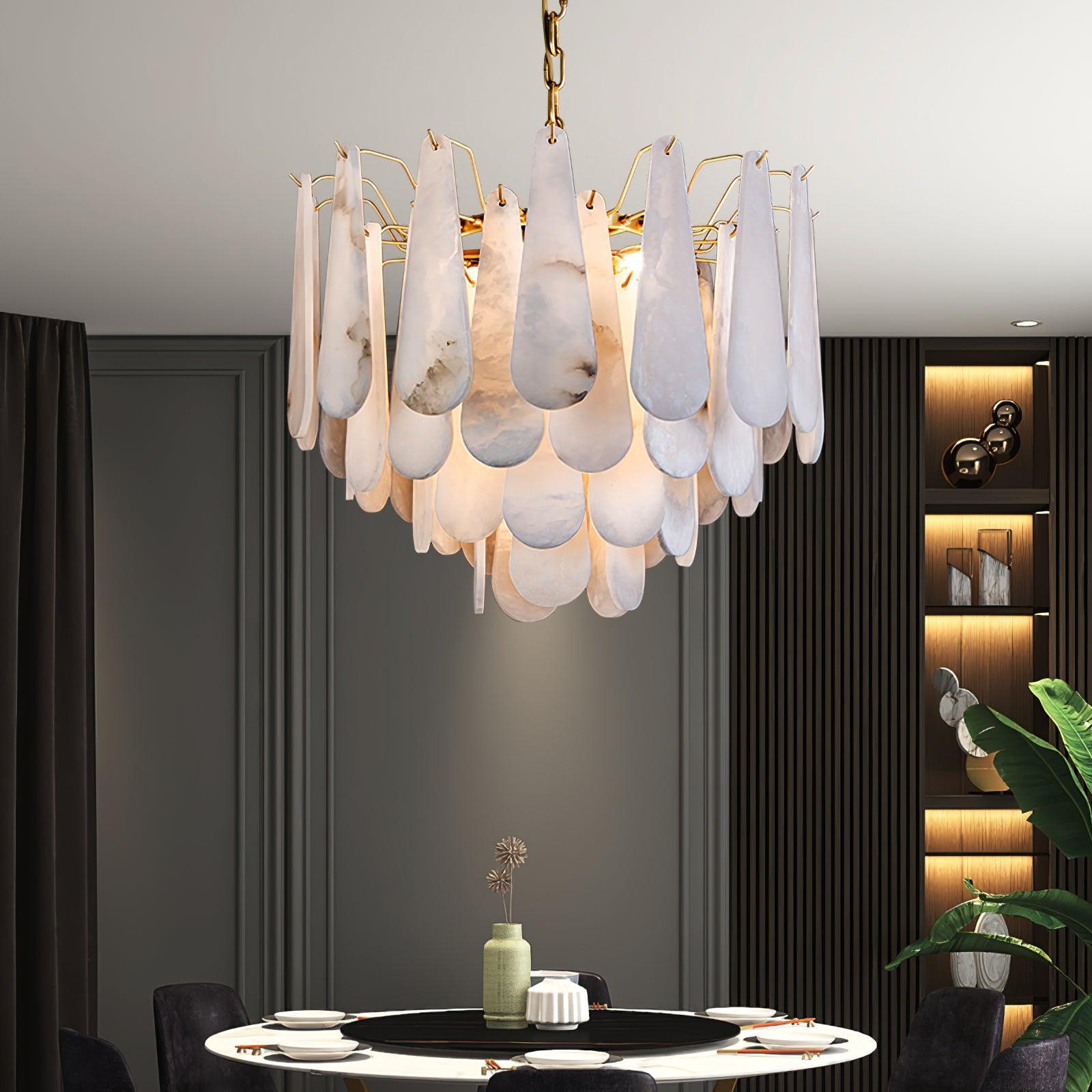 Aroxen Teardrop Alabaster Chandelier-Neutral Decor