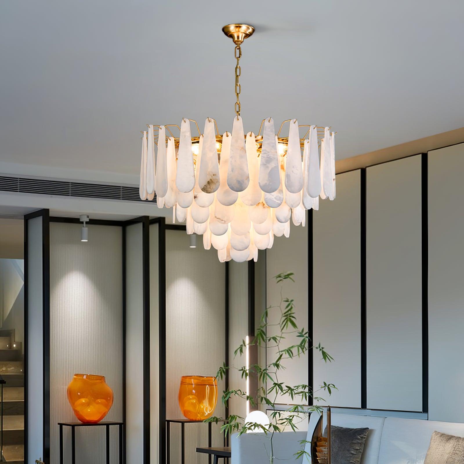 Aroxen Teardrop Alabaster Chandelier-Neutral Decor