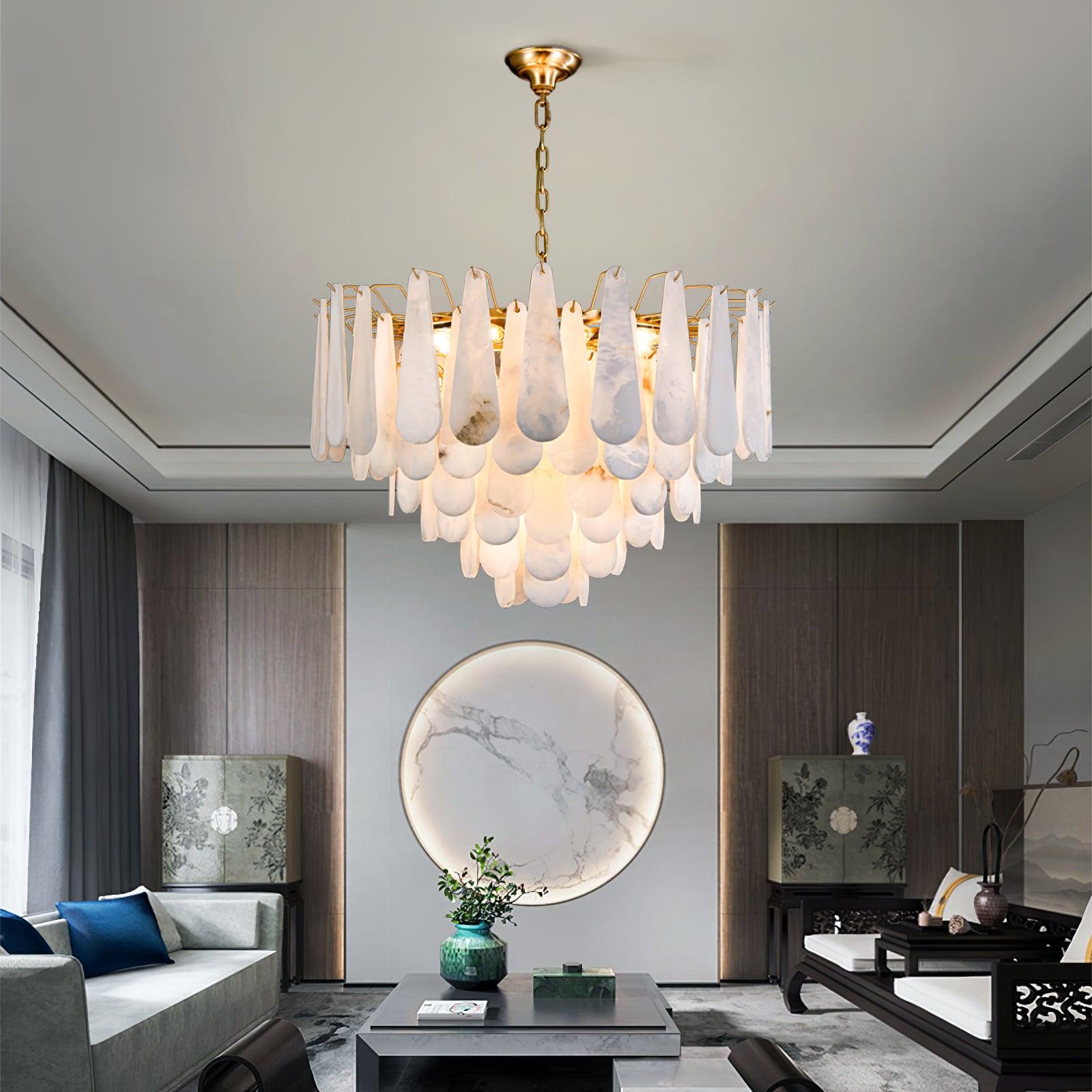 Aroxen Teardrop Alabaster Chandelier-Neutral Decor