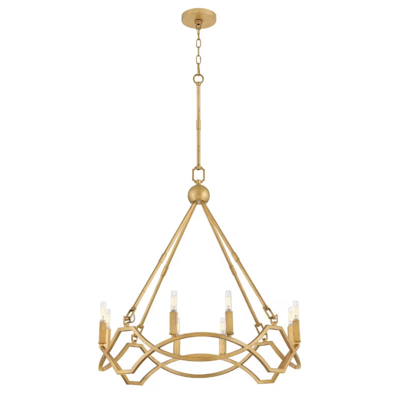 Leona Chandelier viewed from a low angle, highlighting its structure.