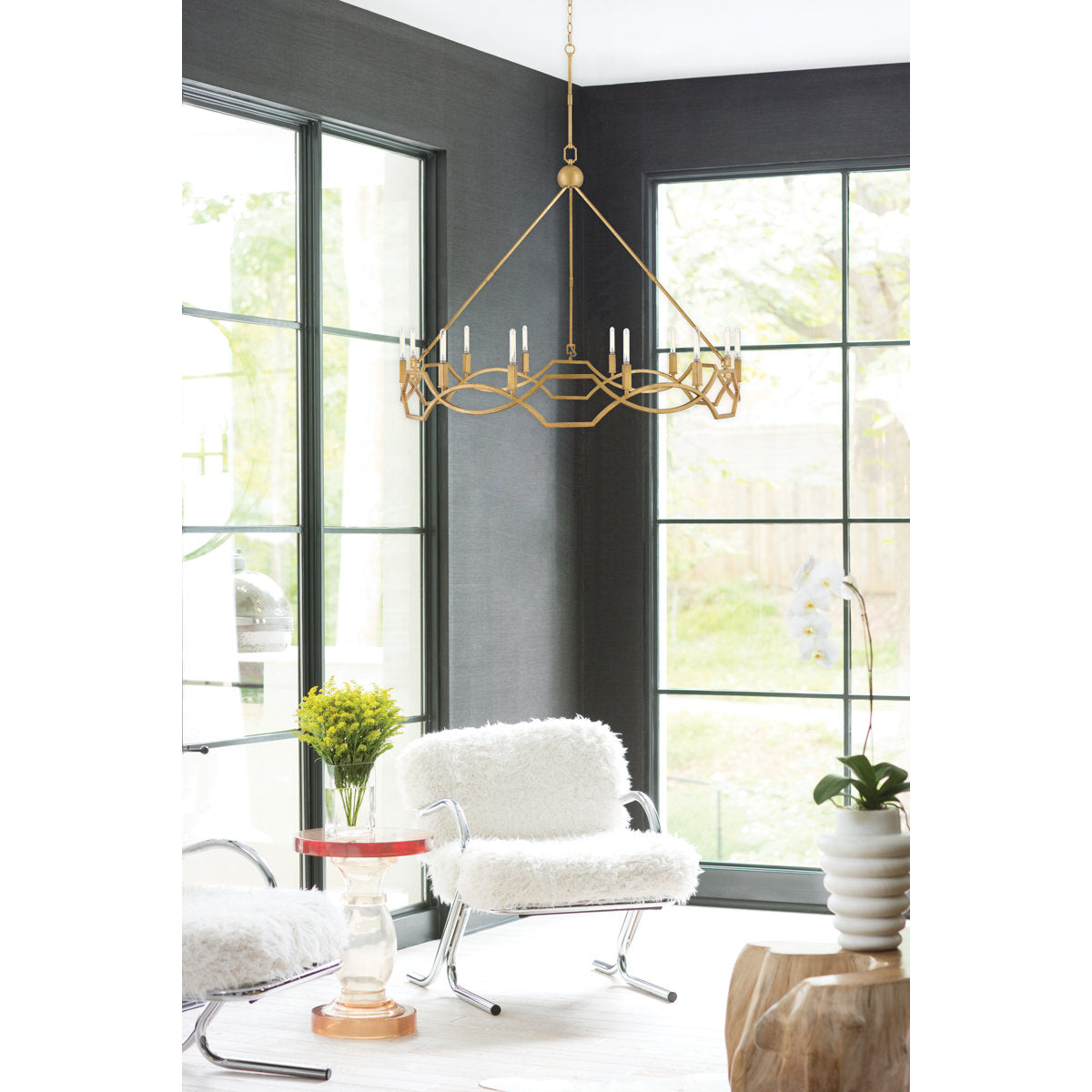 The 8-head Leona Chandelier, showing its dimensions.