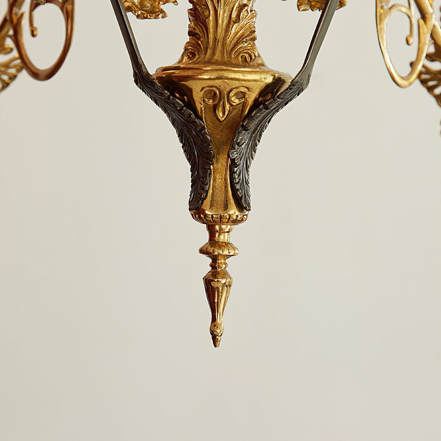 Another angle of the chandelier in a dining room setting.