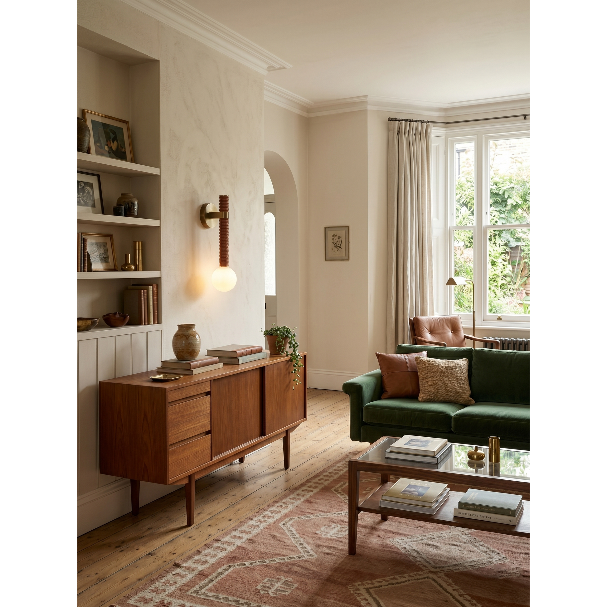 The Threadline sconce shown unlit to display its material textures.