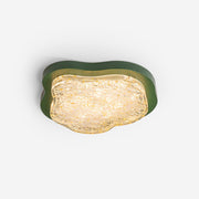 Ceiling Light Irregular Shape Resin Gold Leaf Modern Artistic Green