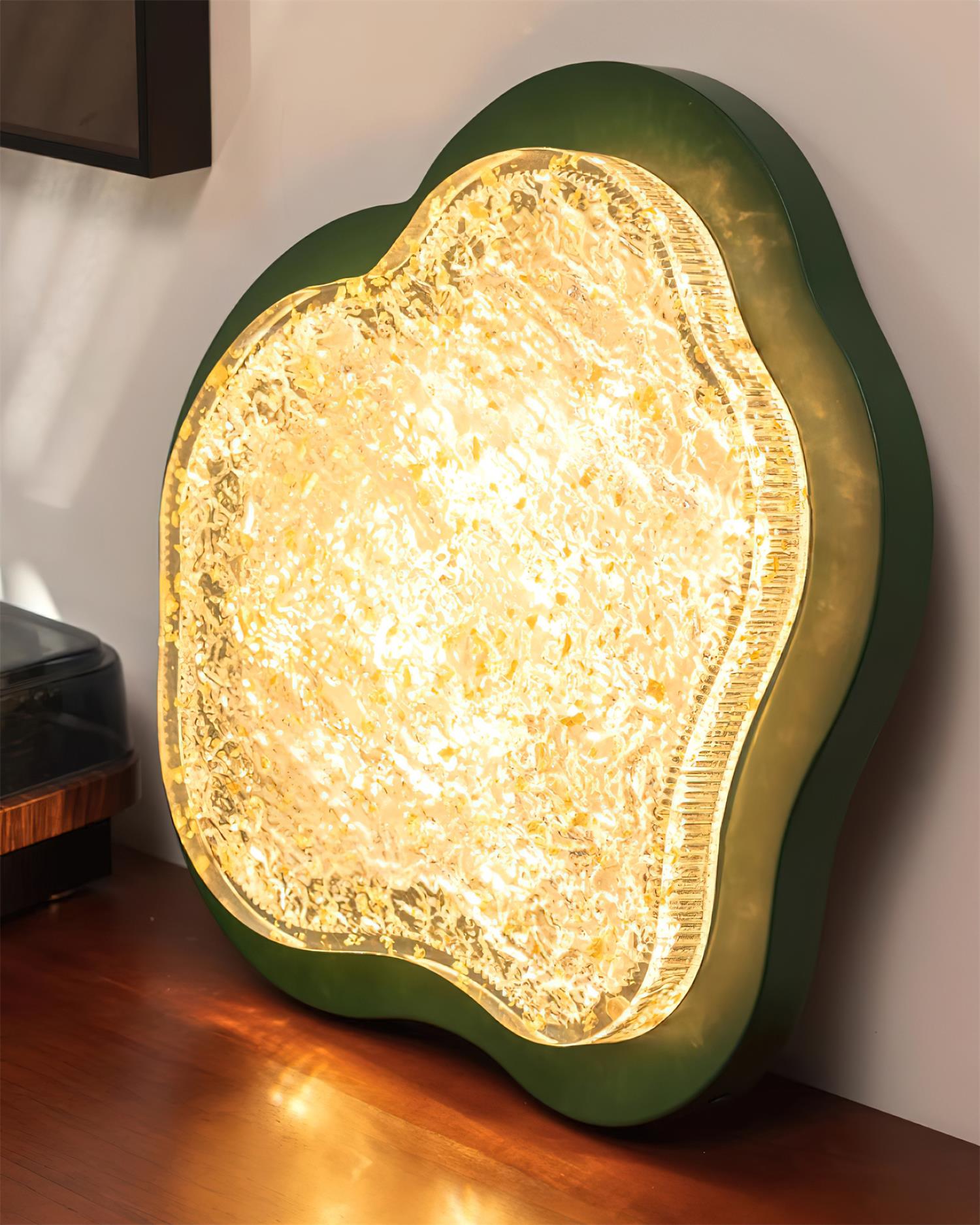 Ceiling Light Irregular Shape Resin Gold Leaf Modern Artistic Green