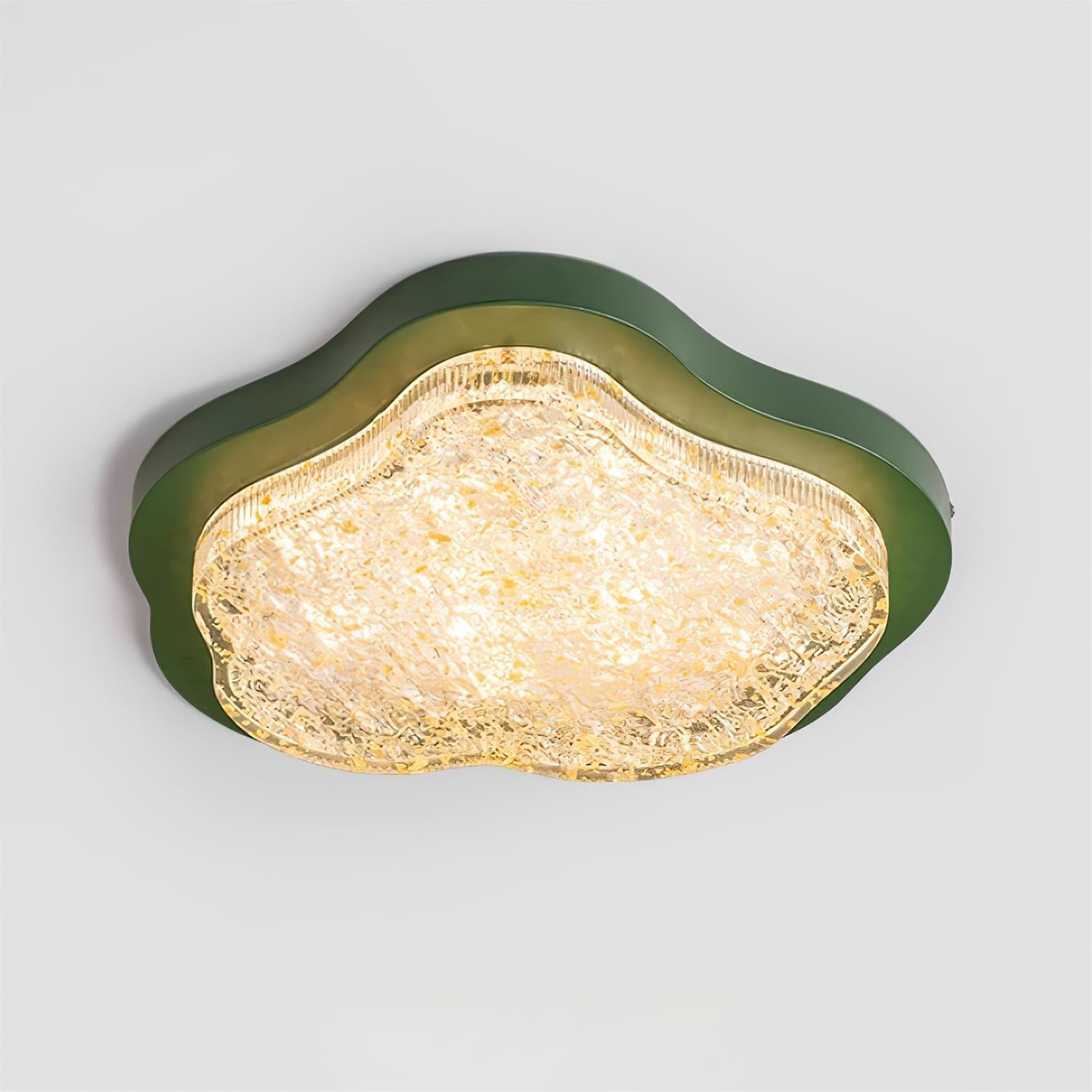Ceiling Light Irregular Shape Resin Gold Leaf Modern Artistic Green