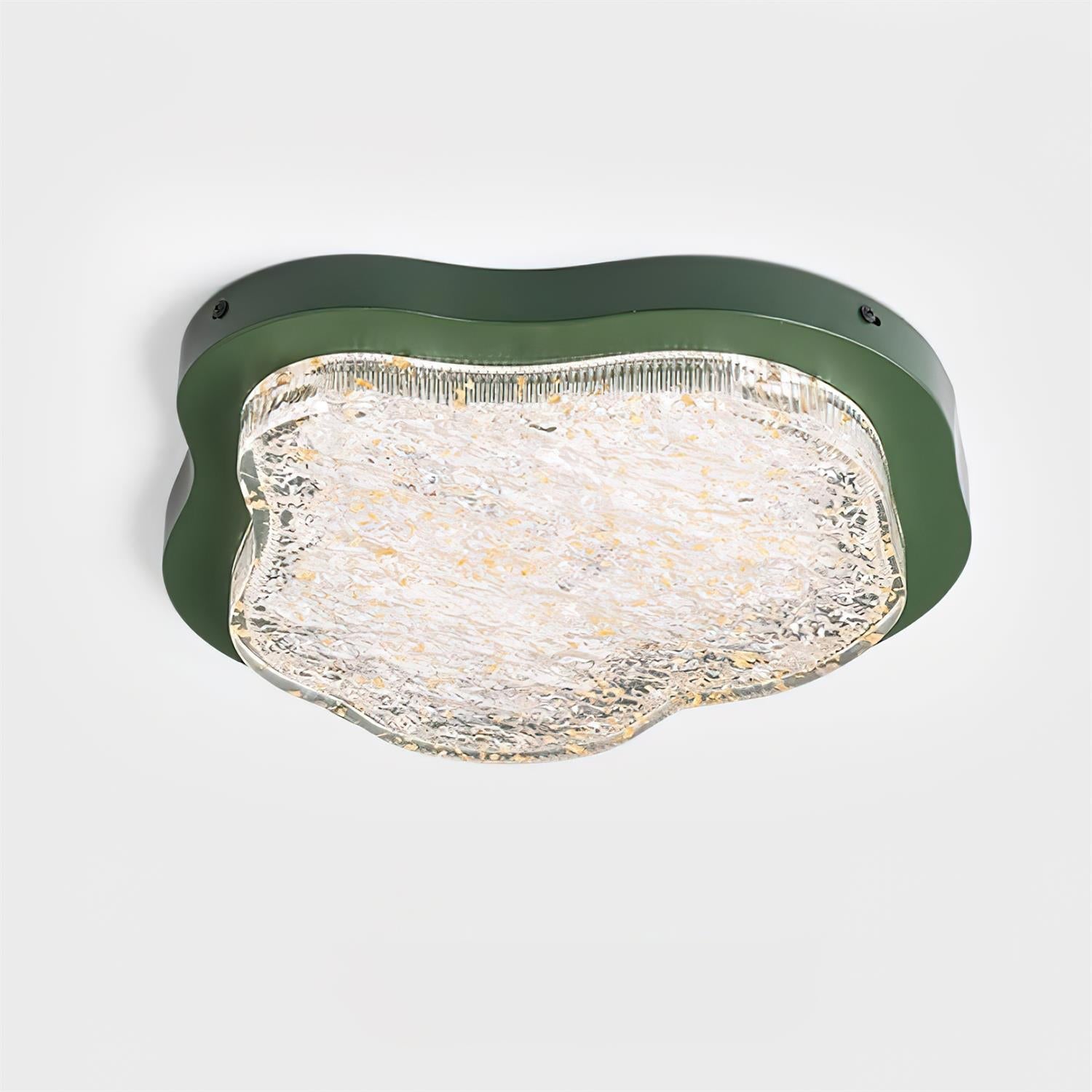 Ceiling Light Irregular Shape Resin Gold Leaf Modern Artistic Green