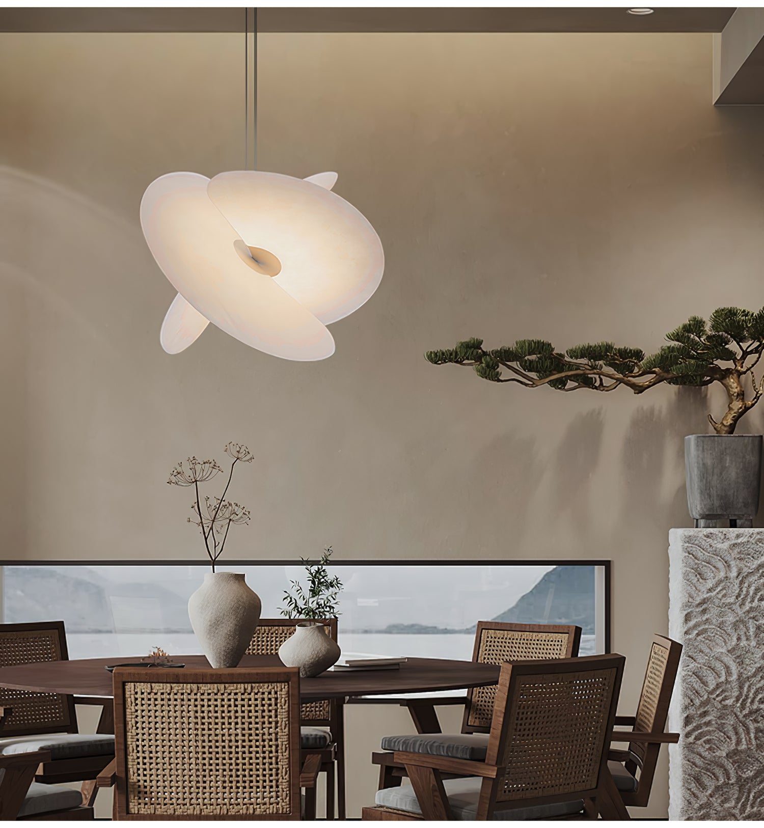 Whirl Modern Fabric Pendant Lamp-Neutral Decor