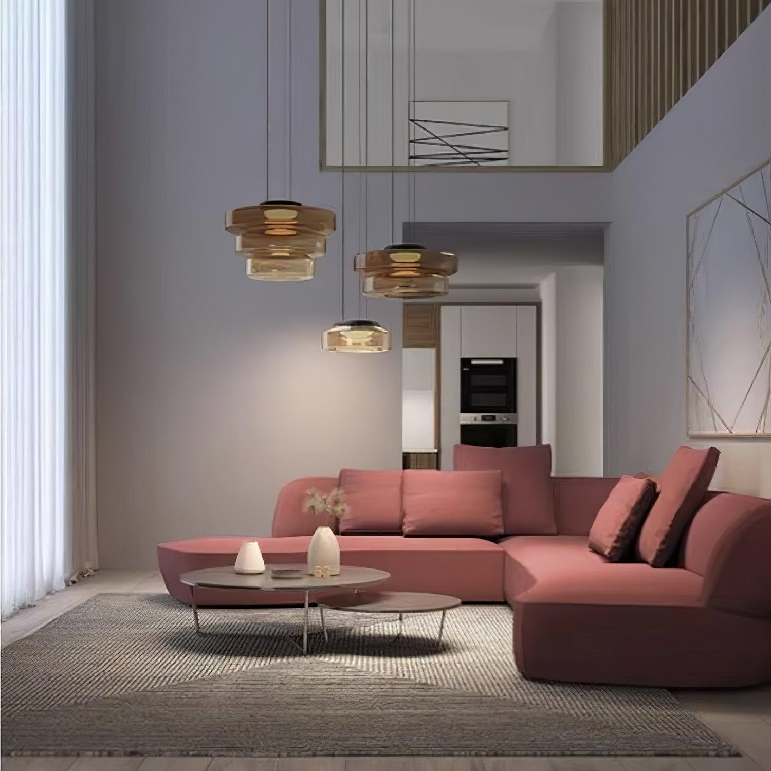Lustra Pendant Lamp Glass Circles Multi-Level-Neutral Decor