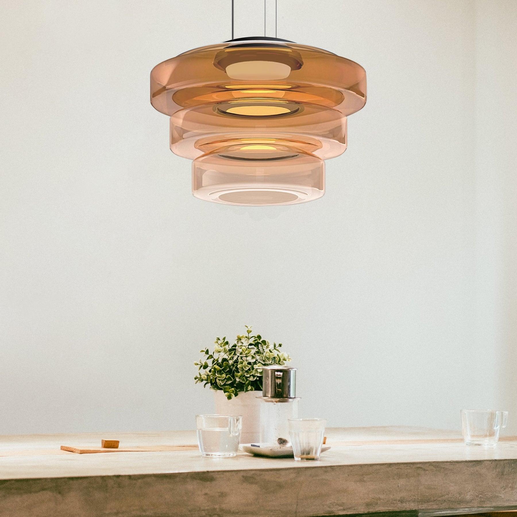 Lustra Pendant Lamp Glass Circles Multi-Level-Neutral Decor
