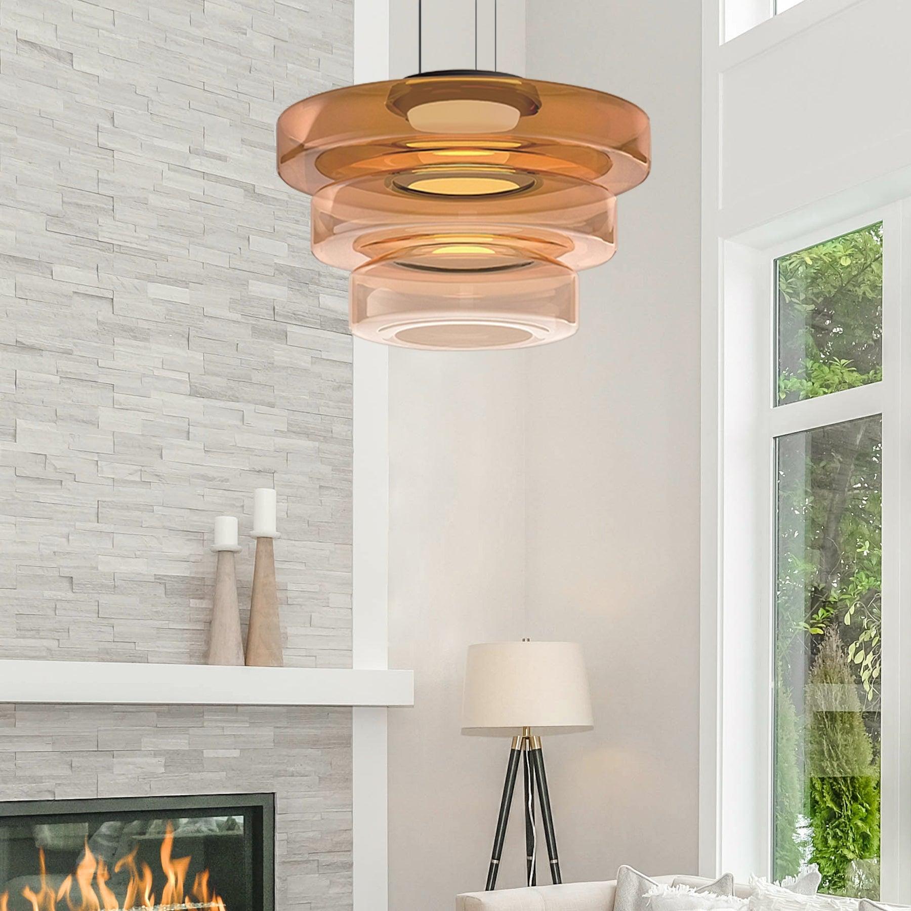 Lustra Pendant Lamp Glass Circles Multi-Level-Neutral Decor
