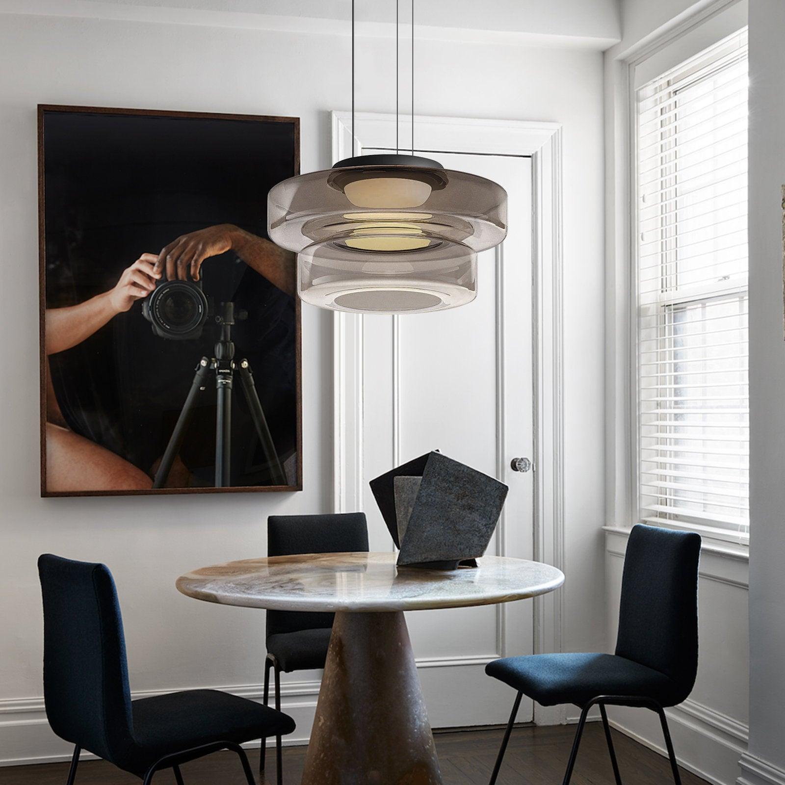 Lustra Pendant Lamp Glass Circles Multi-Level-Neutral Decor