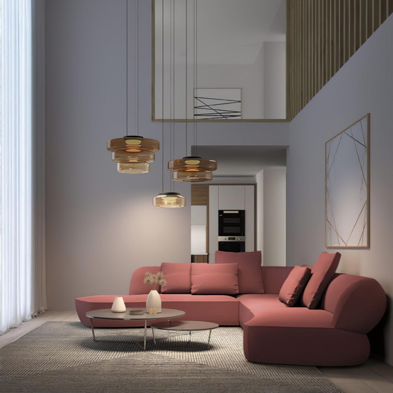 Lustra Pendant Lamp Glass Circles Multi-Level-Neutral Decor