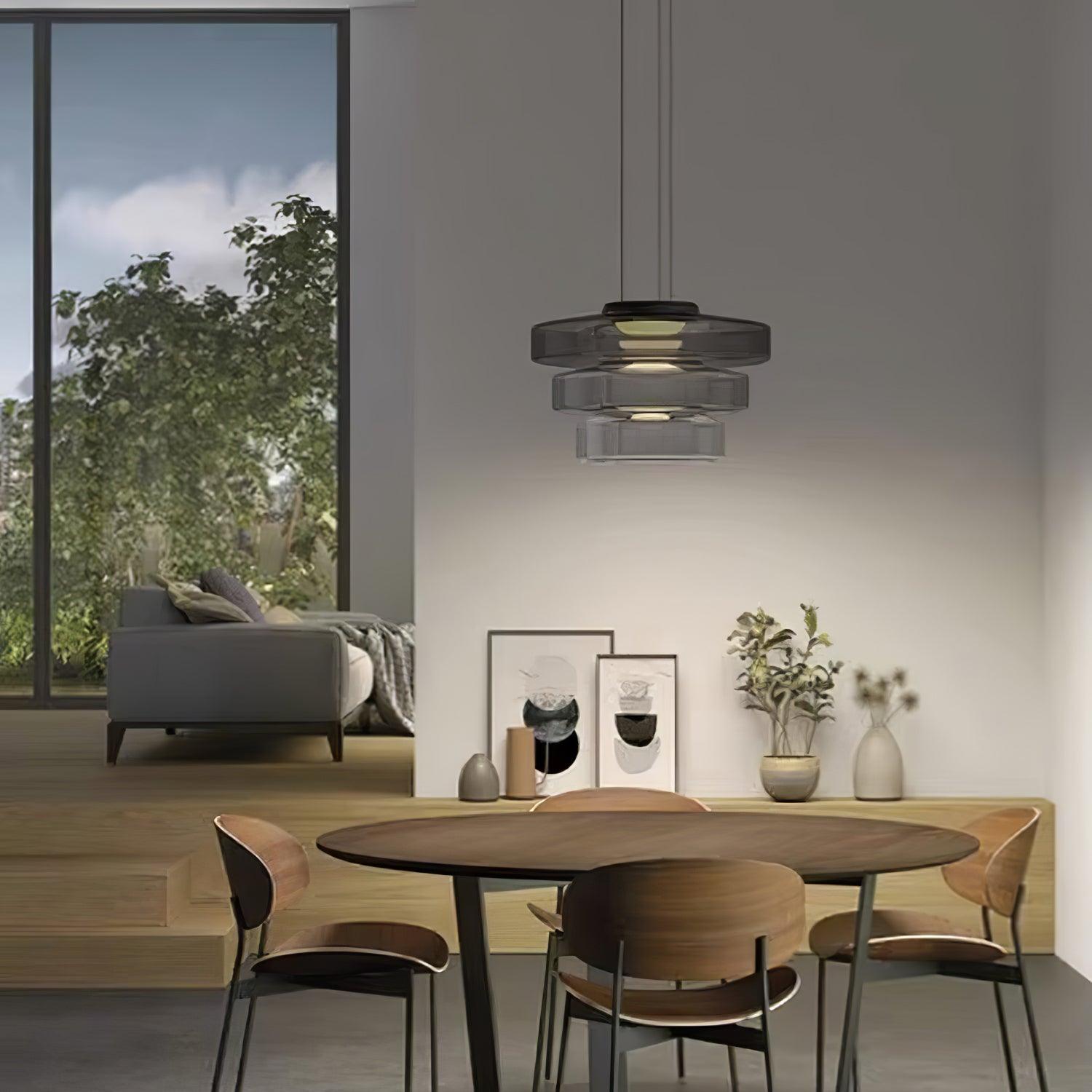 Lustra Pendant Lamp Glass Circles Multi-Level-Neutral Decor