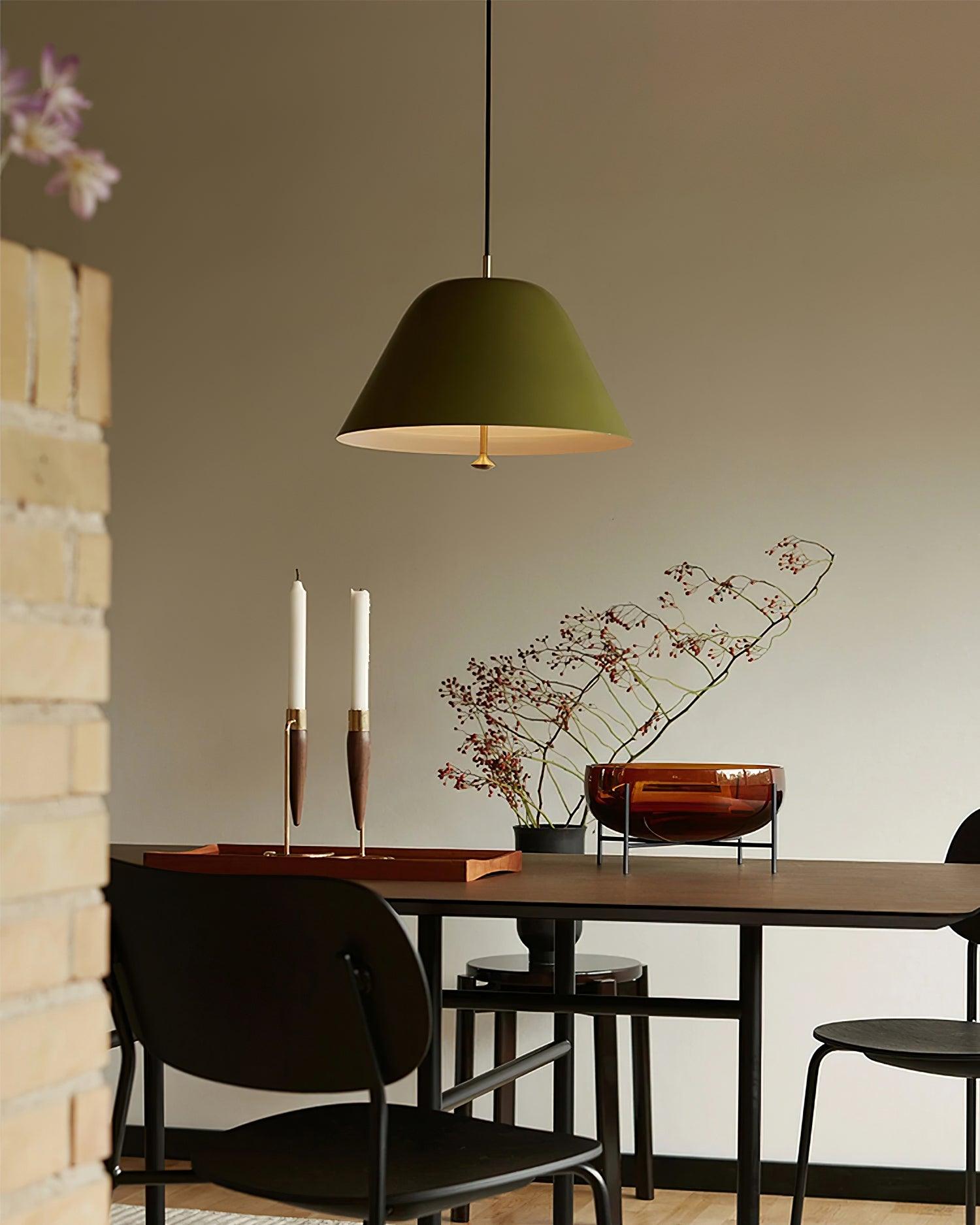 Pendant Lamp Modern Metal Shade in Green and White Minimalist