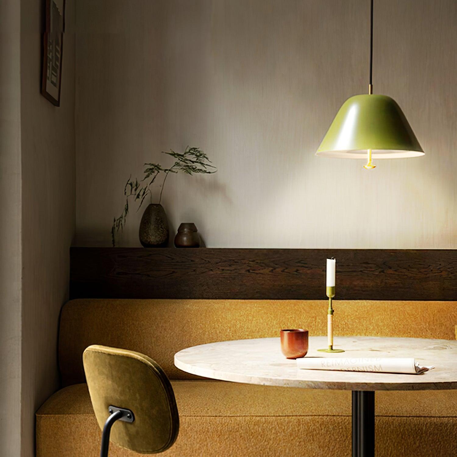 Pendant Lamp Modern Metal Shade in Green and White Minimalist
