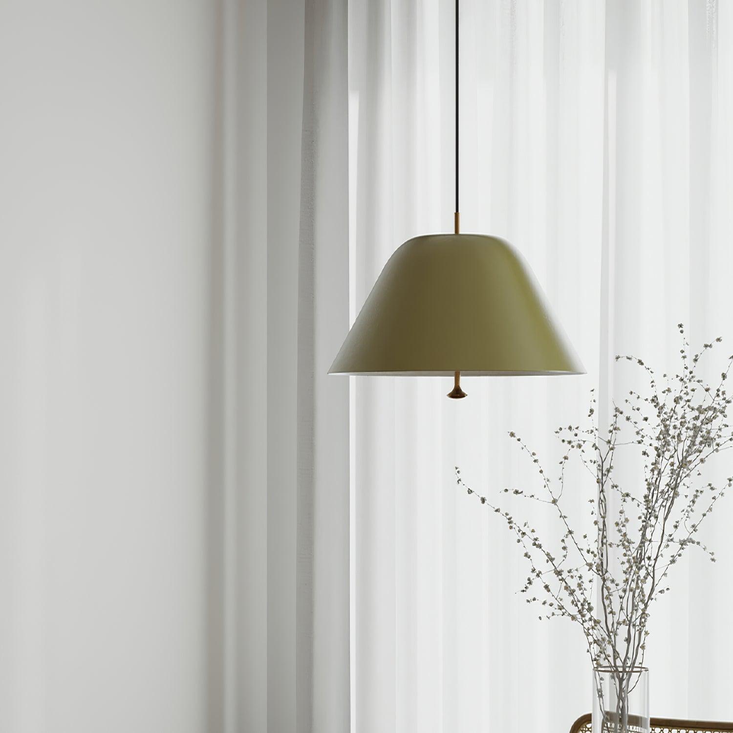 Pendant Lamp Modern Metal Shade in Green and White Minimalist