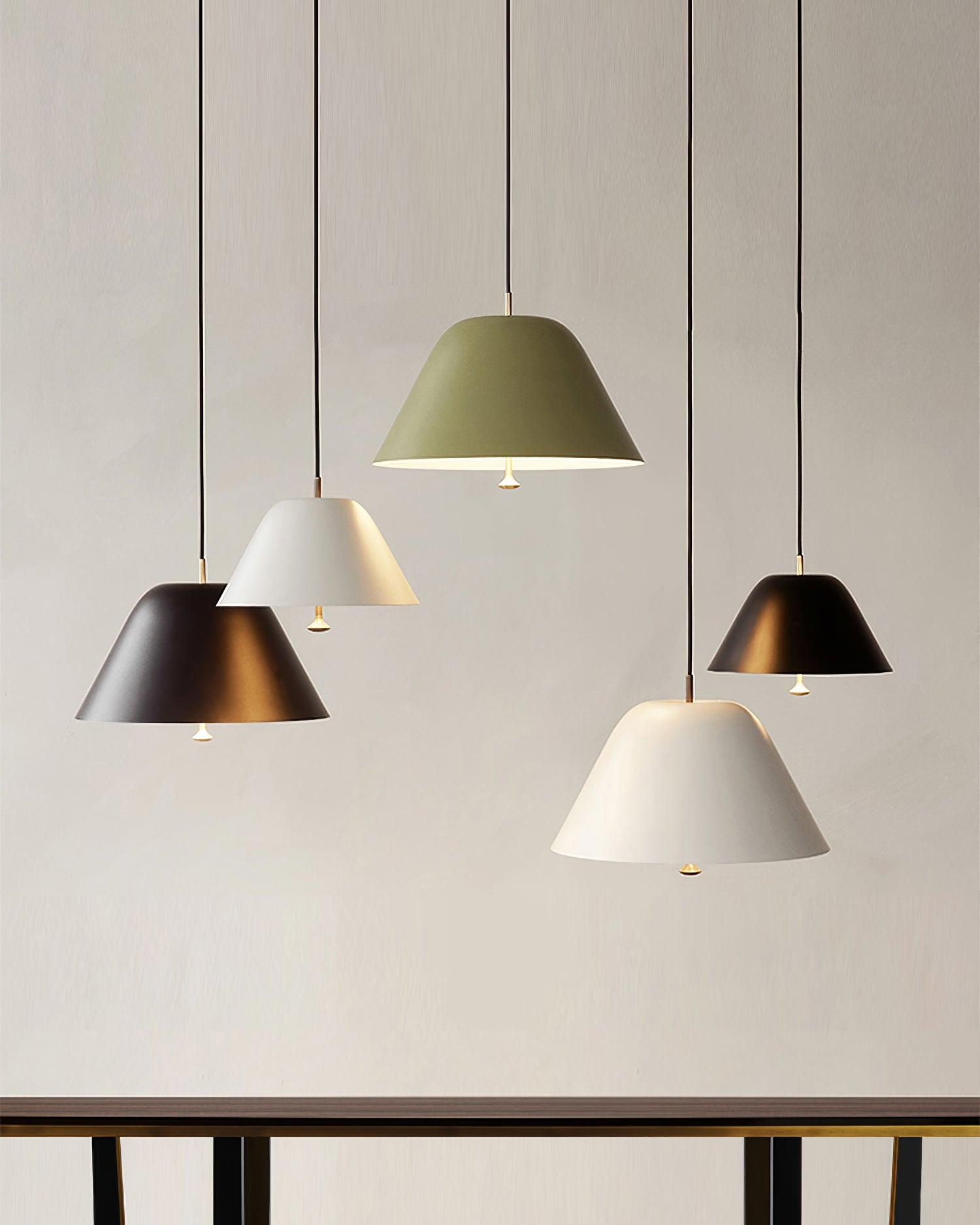 Pendant Lamp Modern Metal Shade in Green and White Minimalist
