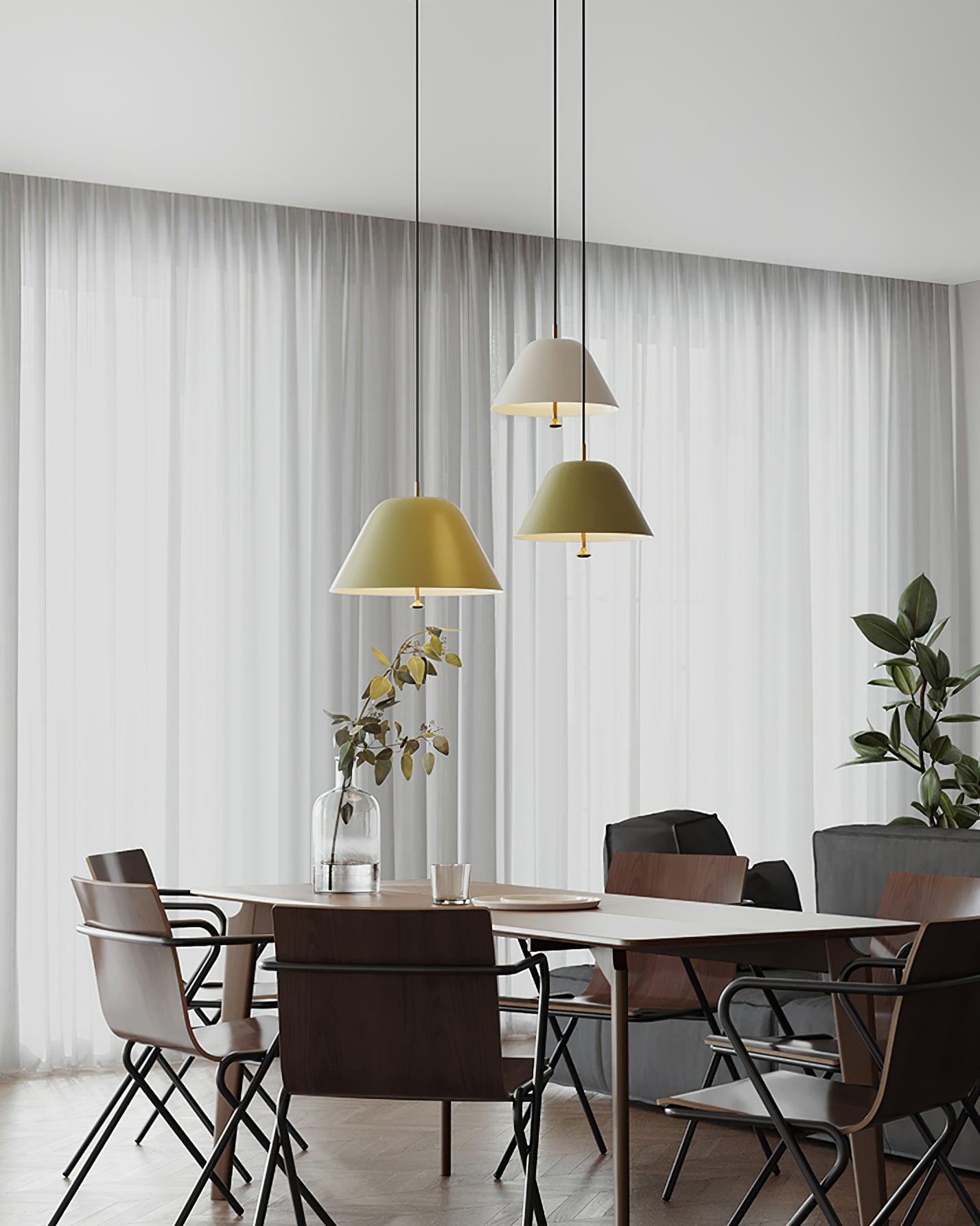 Pendant Lamp Modern Metal Shade in Green and White Minimalist
