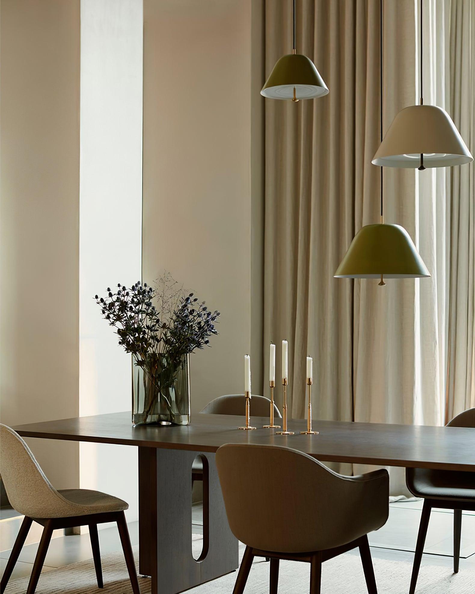 Pendant Lamp Modern Metal Shade in Green and White Minimalist