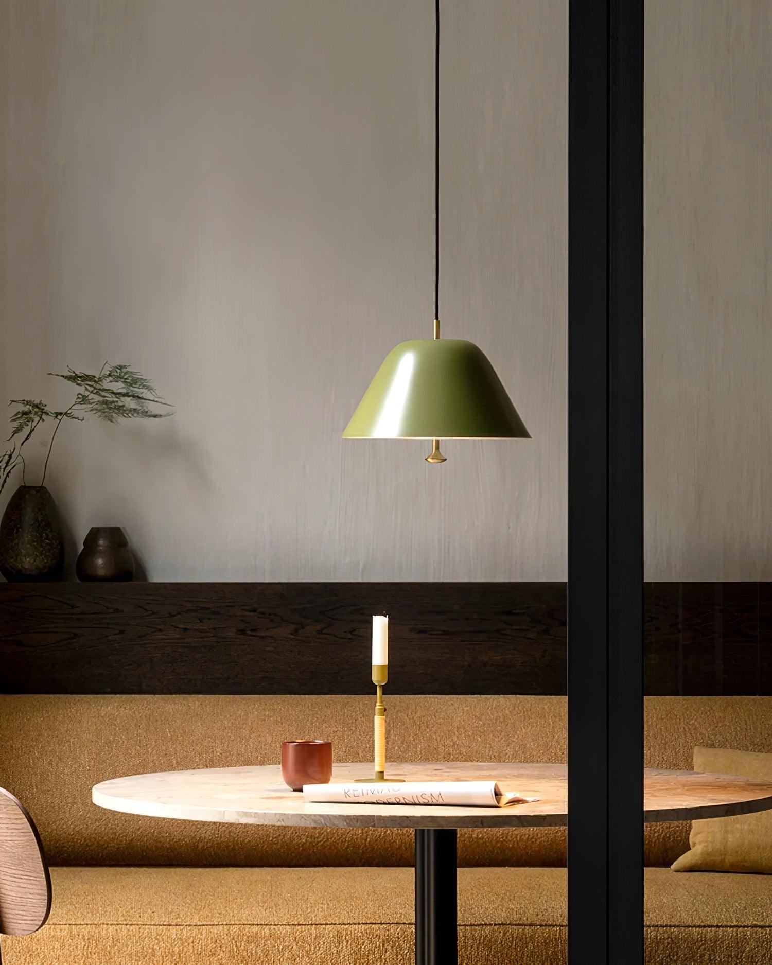Pendant Lamp Modern Metal Shade in Green and White Minimalist