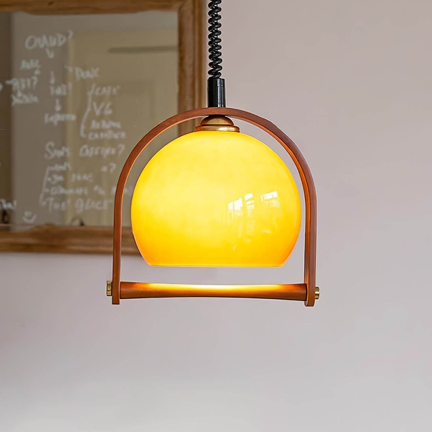 Cesilarae Premium Nordic Art Glass Wood Pendant Lamp-Neutral Decor