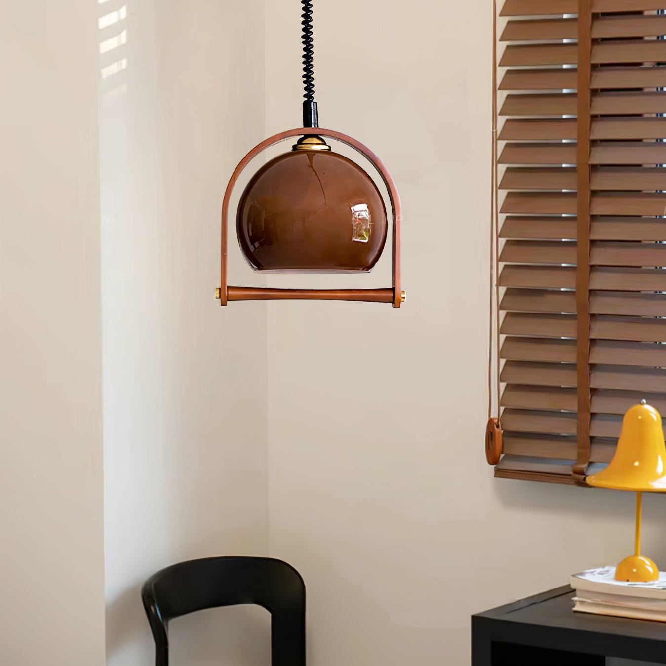 Cesilarae Premium Nordic Art Glass Wood Pendant Lamp-Neutral Decor