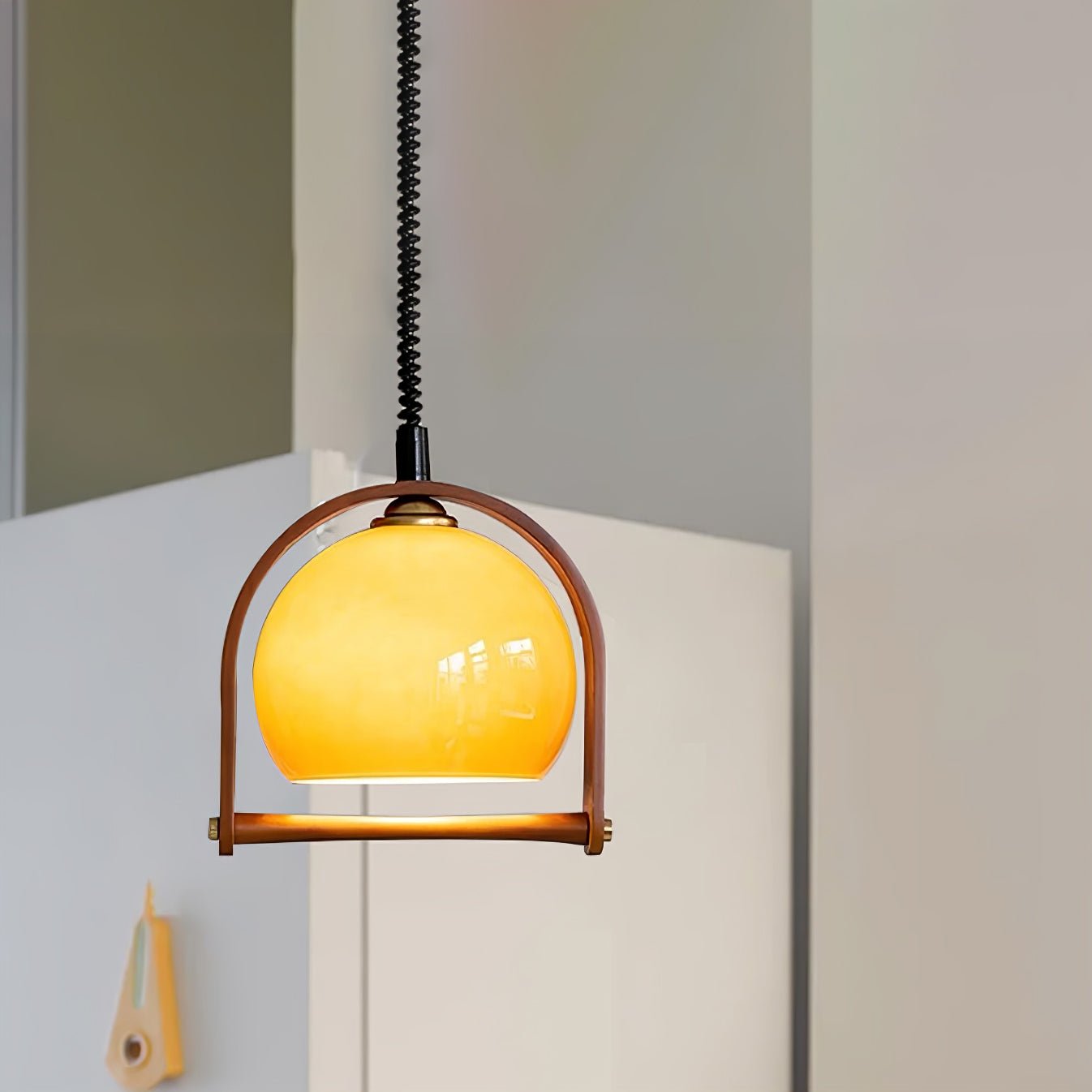 Cesilarae Premium Nordic Art Glass Wood Pendant Lamp-Neutral Decor